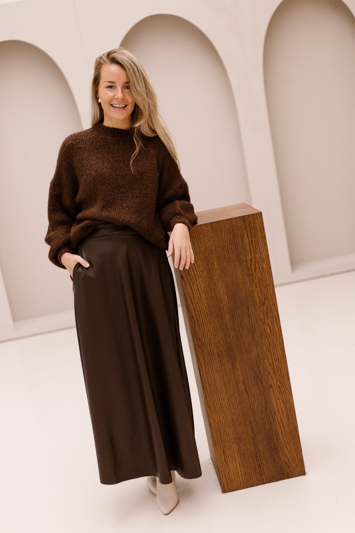Lena Leatherlook Skirt Brown - Bij Keesje - Bij Keesje - Rok