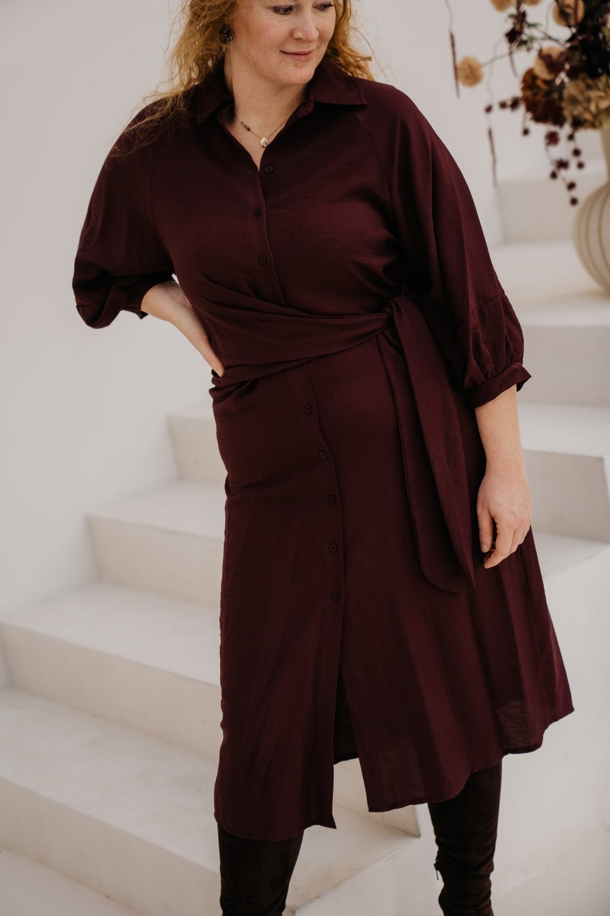 Libertad dress aubergine - Bij Keesje - Amelie & Amelie - Jurk