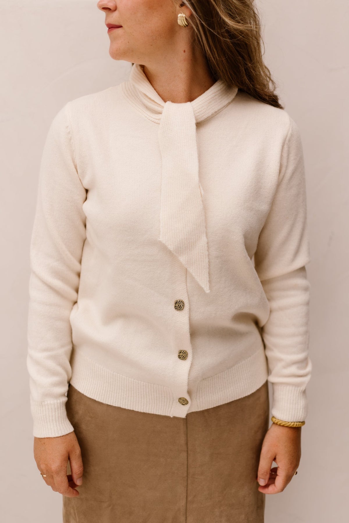 Liora knitting cardigan - Wool white - Bij Keesje - G-maxx - vest
