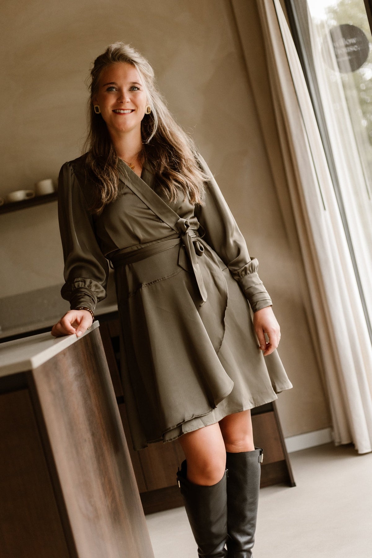 Lisa Sateen Dress Armygreen - Bij Keesje - Bij Keesje The Label - Jurk