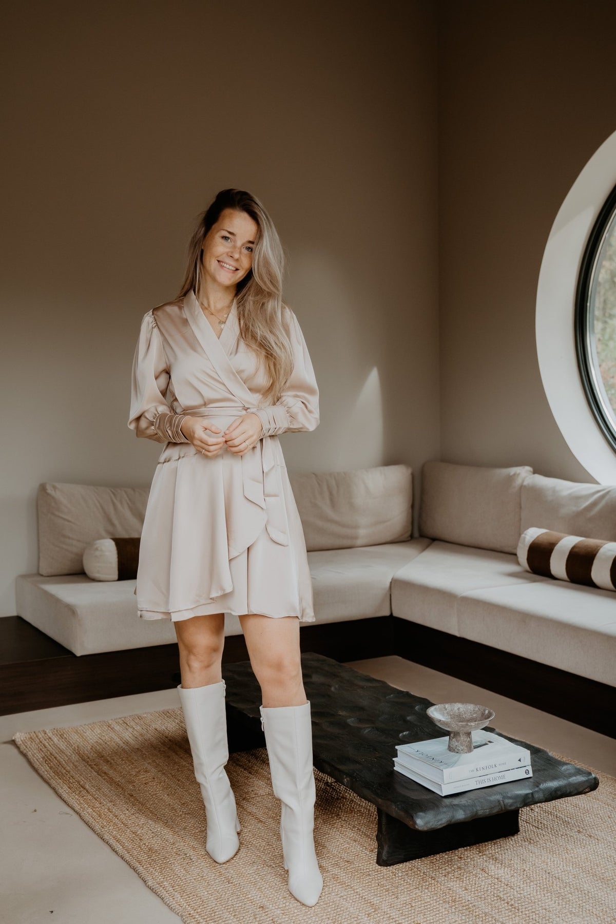 Lisa Sateen Dress Beige - Bij Keesje - Bij Keesje The Label - Jurk