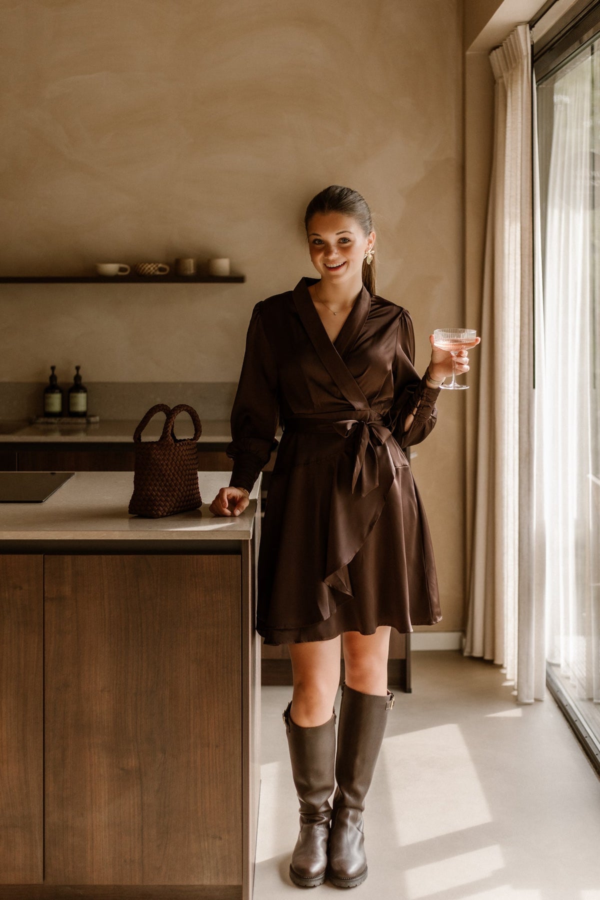 Lisa Sateen Dress Brown - Bij Keesje - Bij Keesje The Label - Jurk