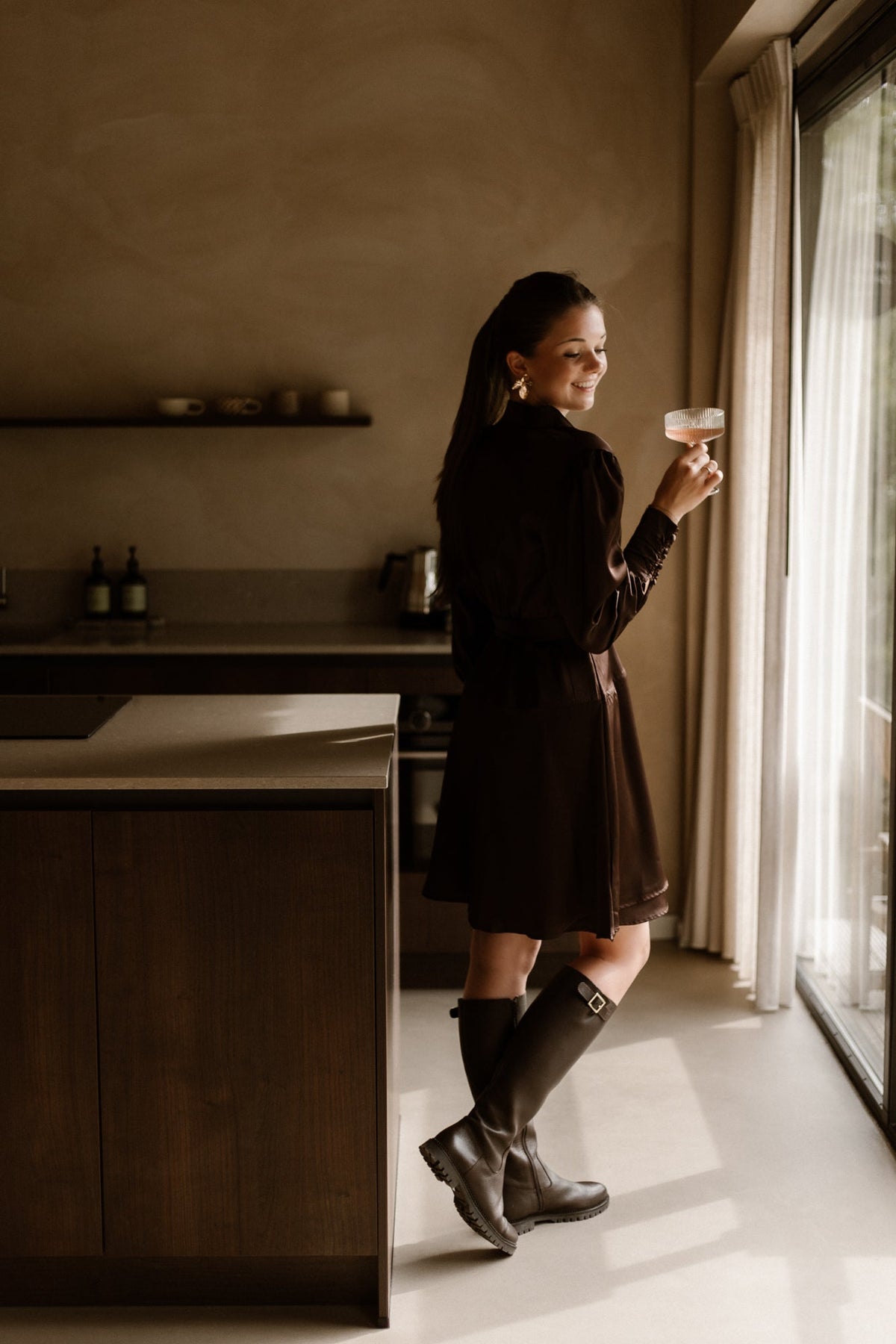 Lisa Sateen Dress Brown - Bij Keesje - Bij Keesje The Label - Jurk