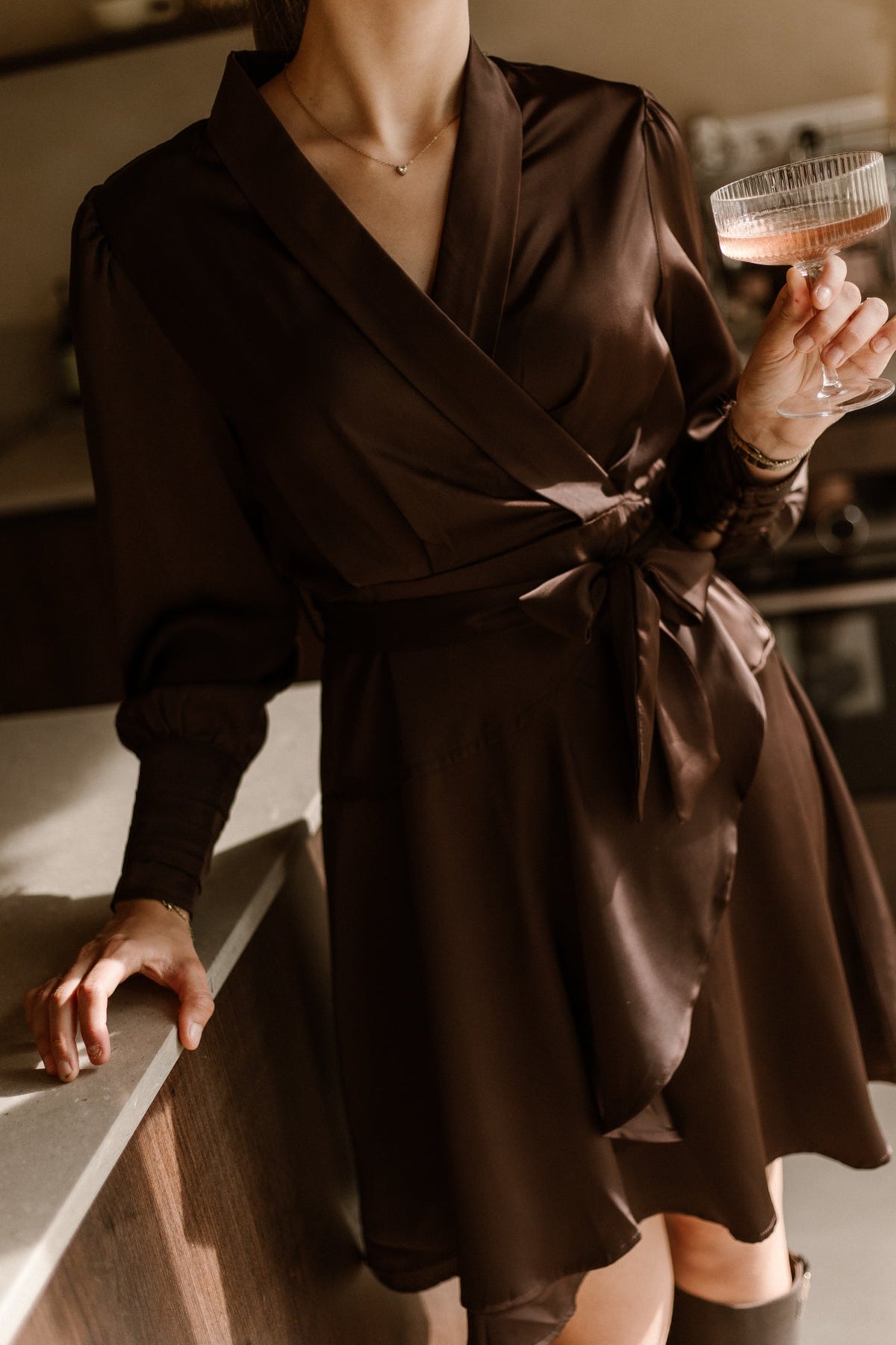 Lisa Sateen Dress Brown - Bij Keesje - Bij Keesje The Label - Jurk