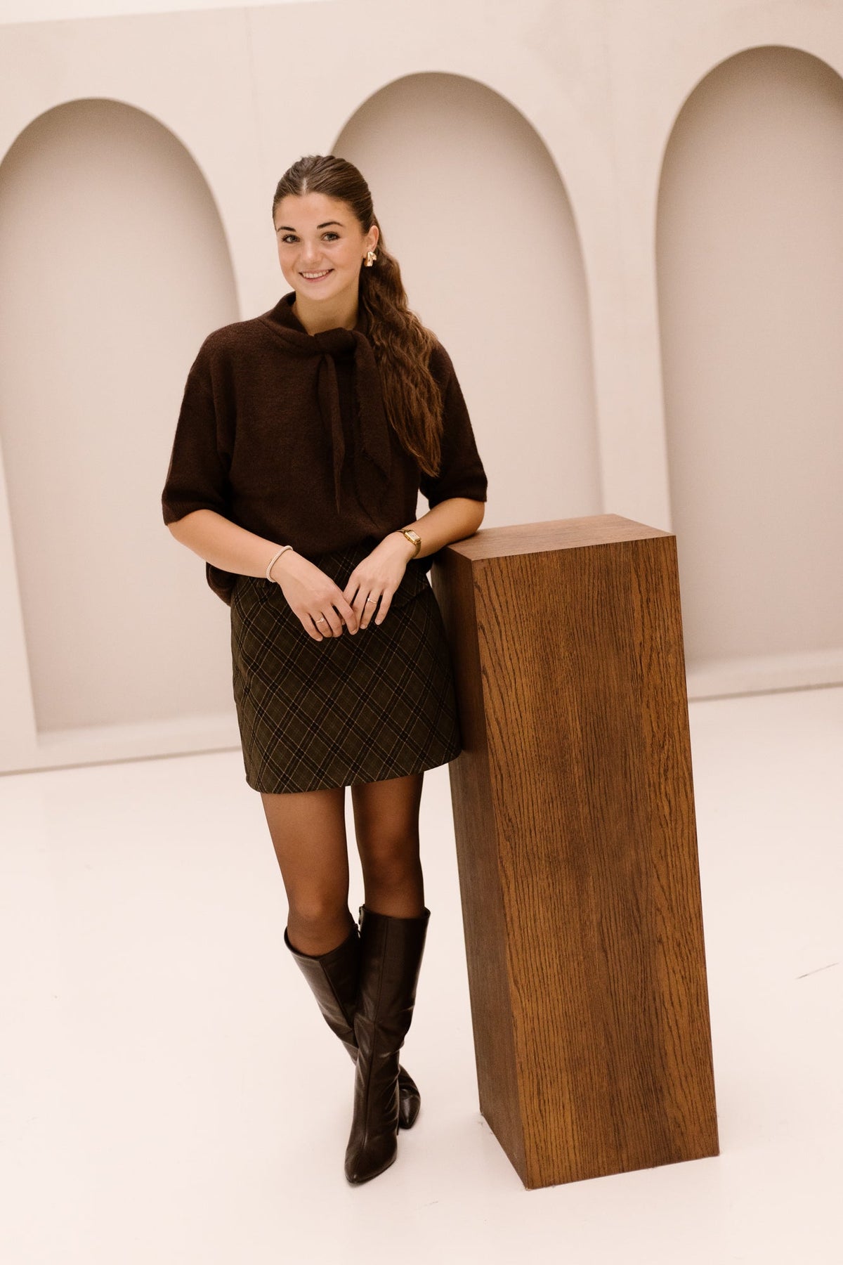 Liselot Pullover Scarf Brown - Bij Keesje - Bij Keesje - Trui