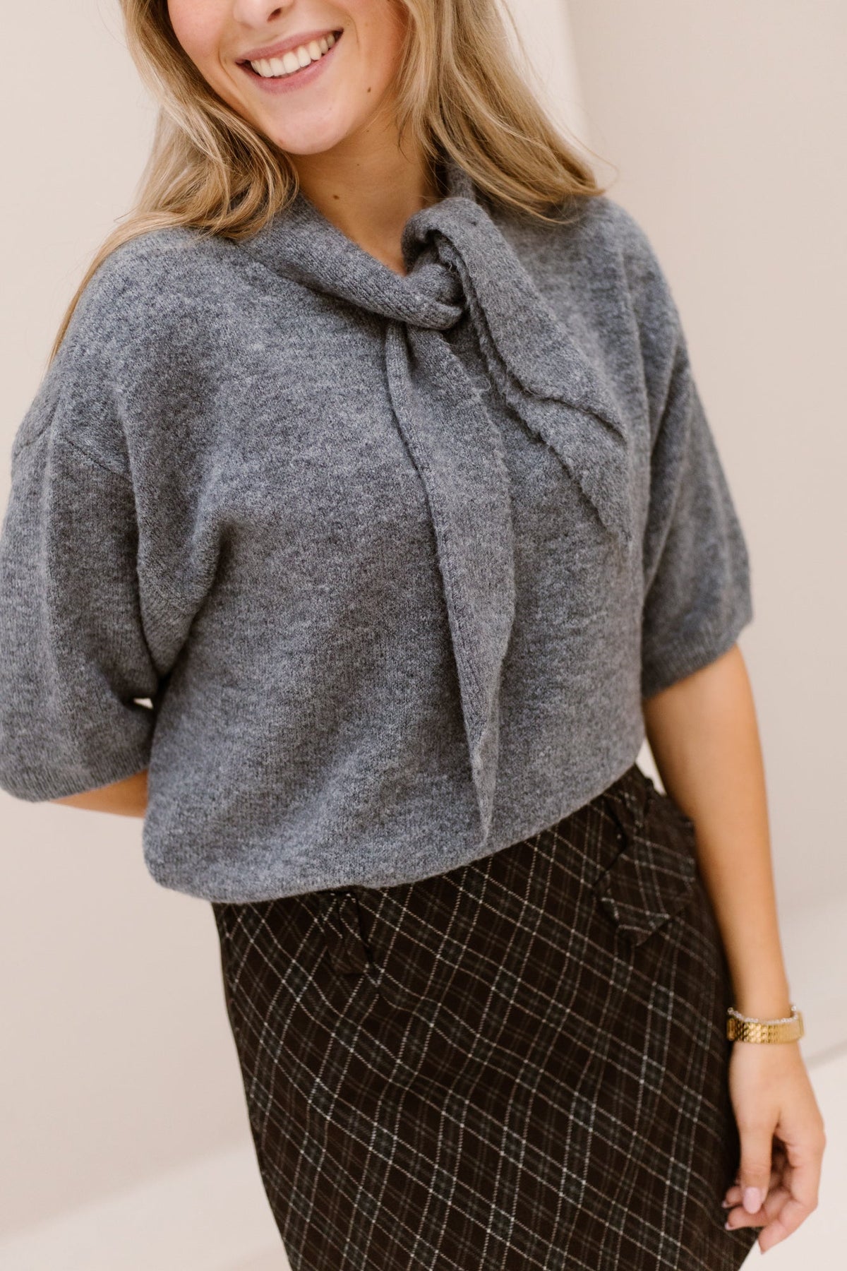 Liselot Pullover Scarf Grey - Bij Keesje - Bij Keesje - Trui