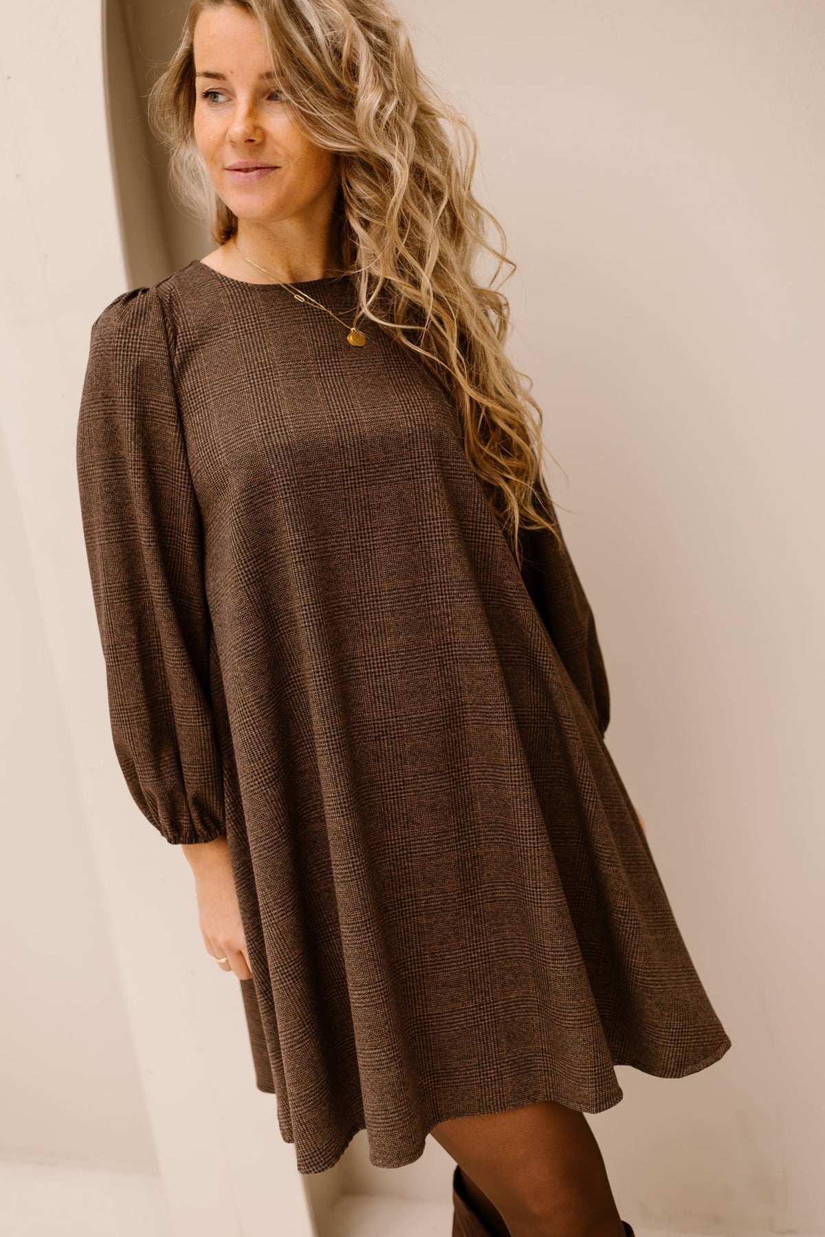 Livia dress print darkbrown - Bij Keesje - Bij Keesje - Jurk