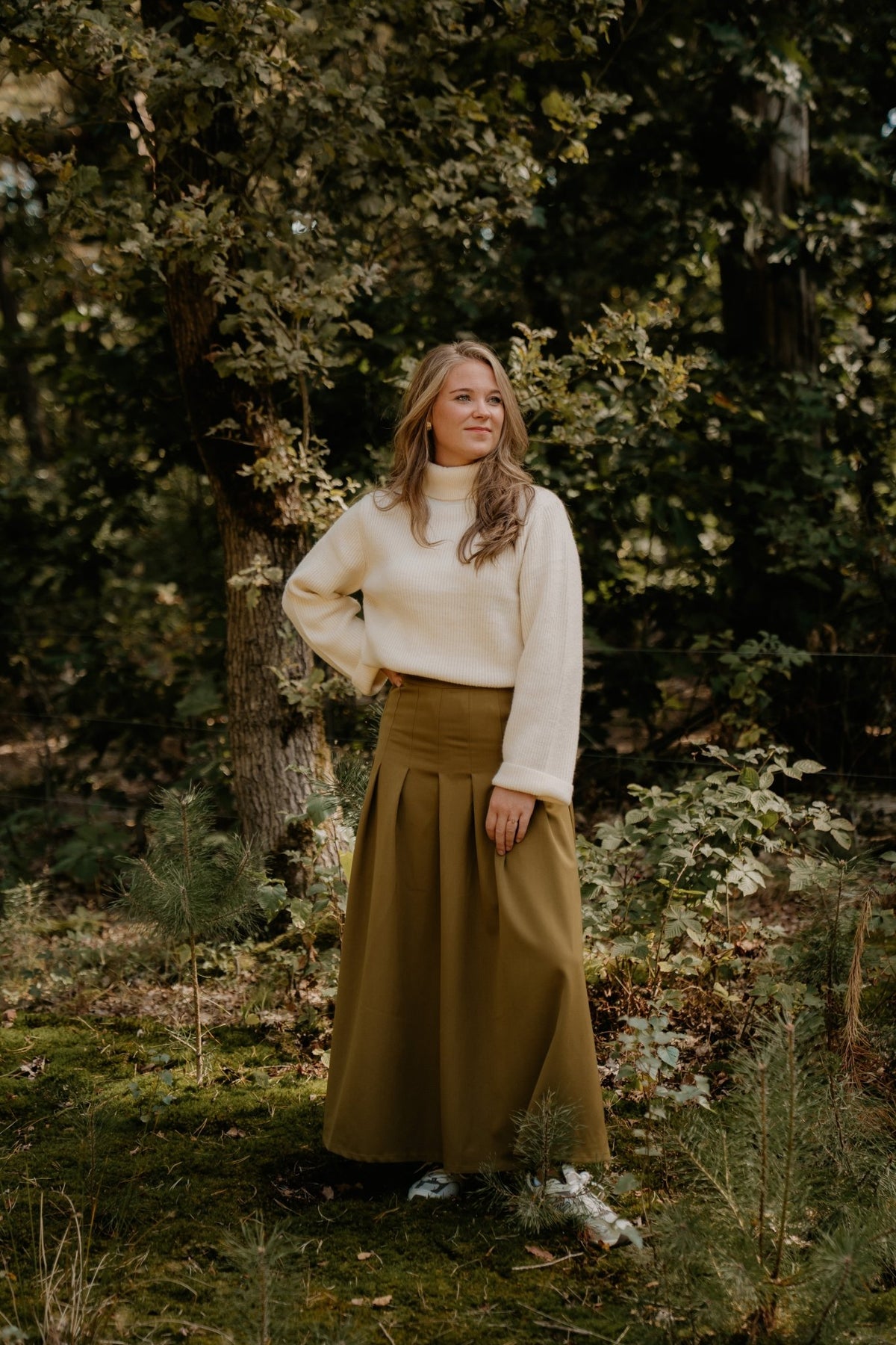 Mariella Plooirok Lang Mosgroen - Bij Keesje - Bij Keesje The Label - Rok