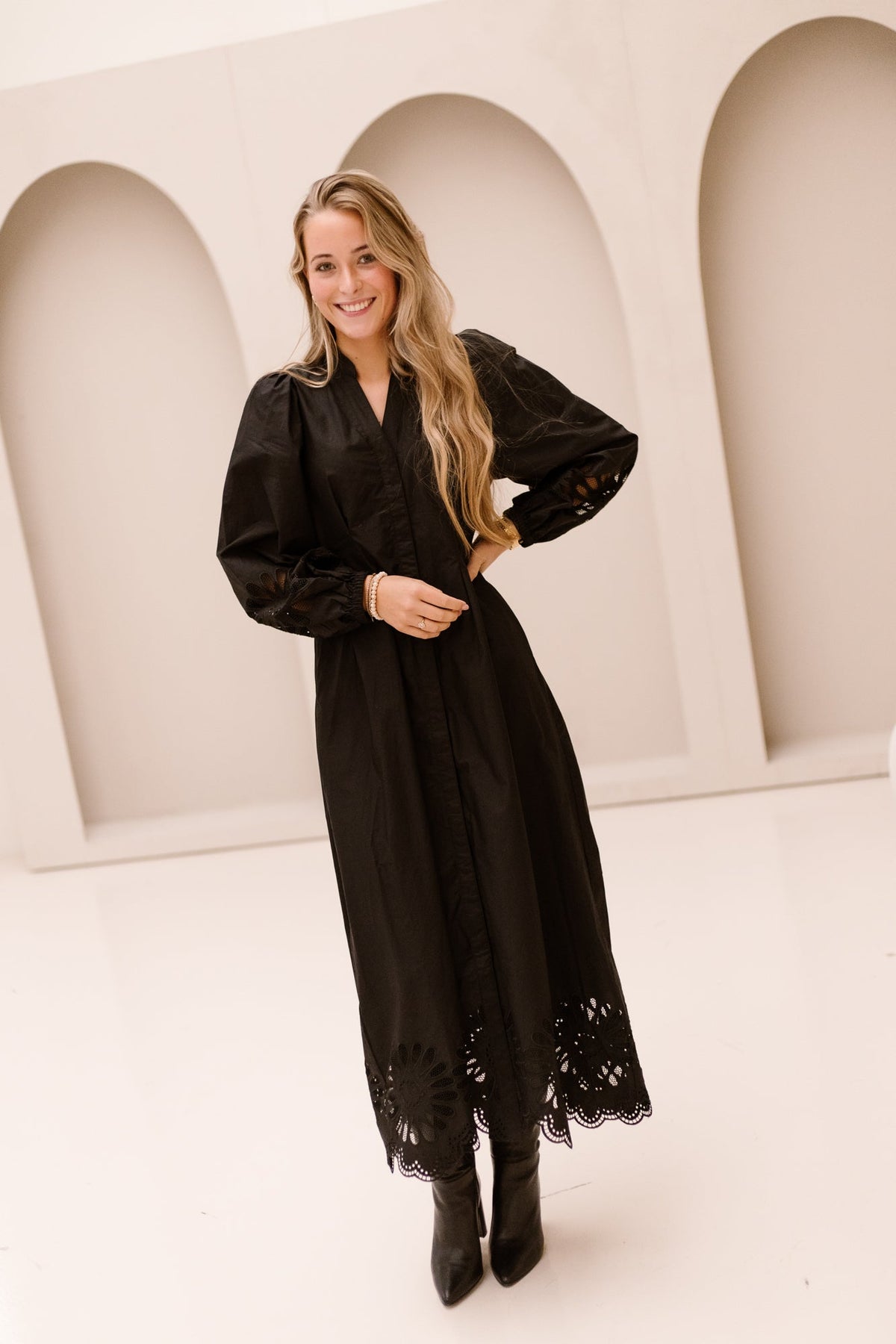 MeliseCC emb dress black - Bij Keesje - Co'couture - Jurk