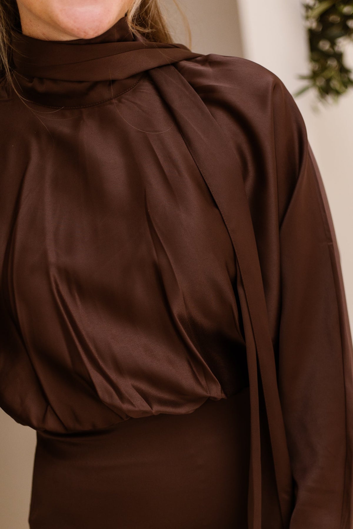 Merle dress bruin satijn - Bij Keesje - Bij Keesje - Jurk