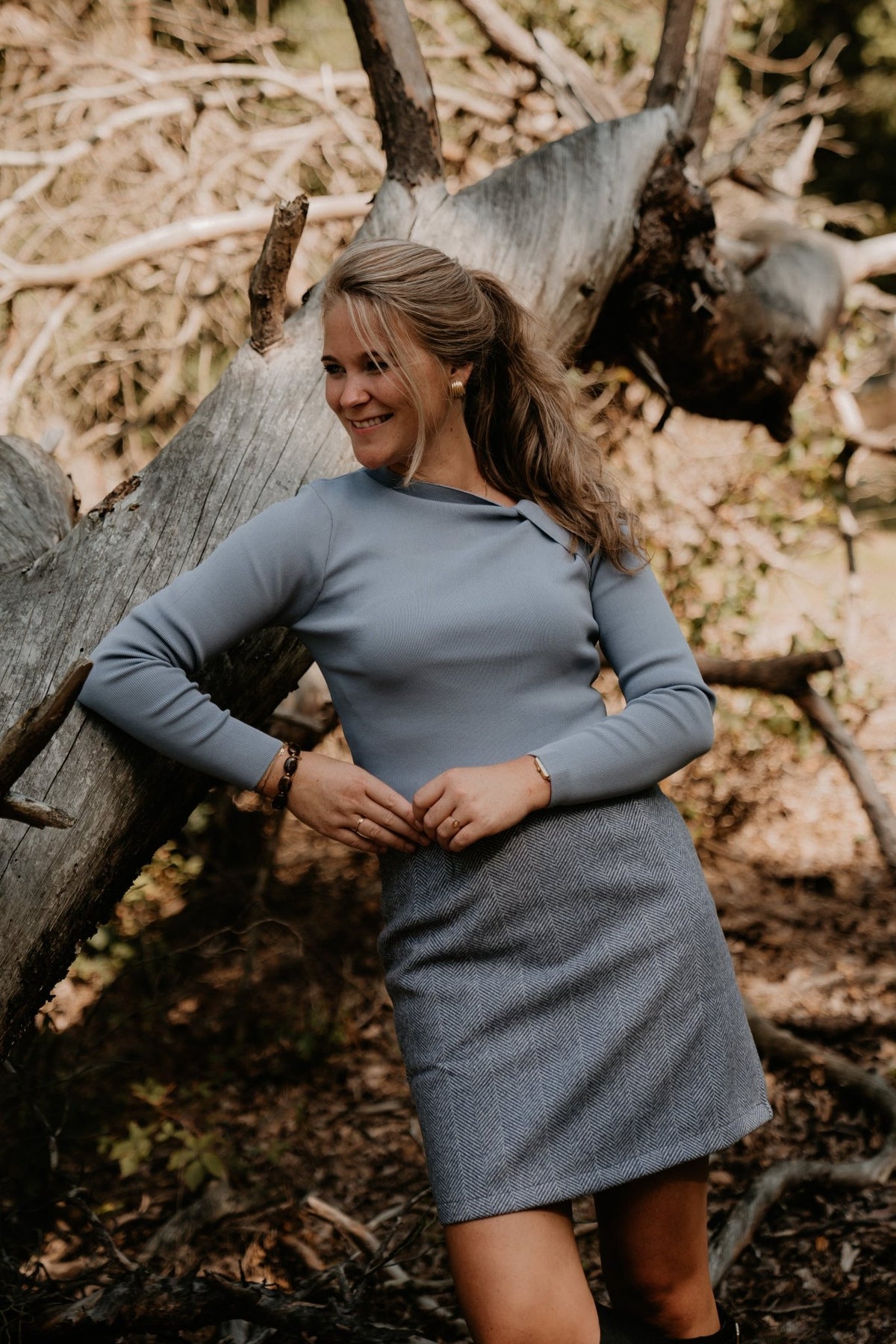 Mieke Skirt Iceblue Melange - Bij Keesje - Bij Keesje The Label - Rok