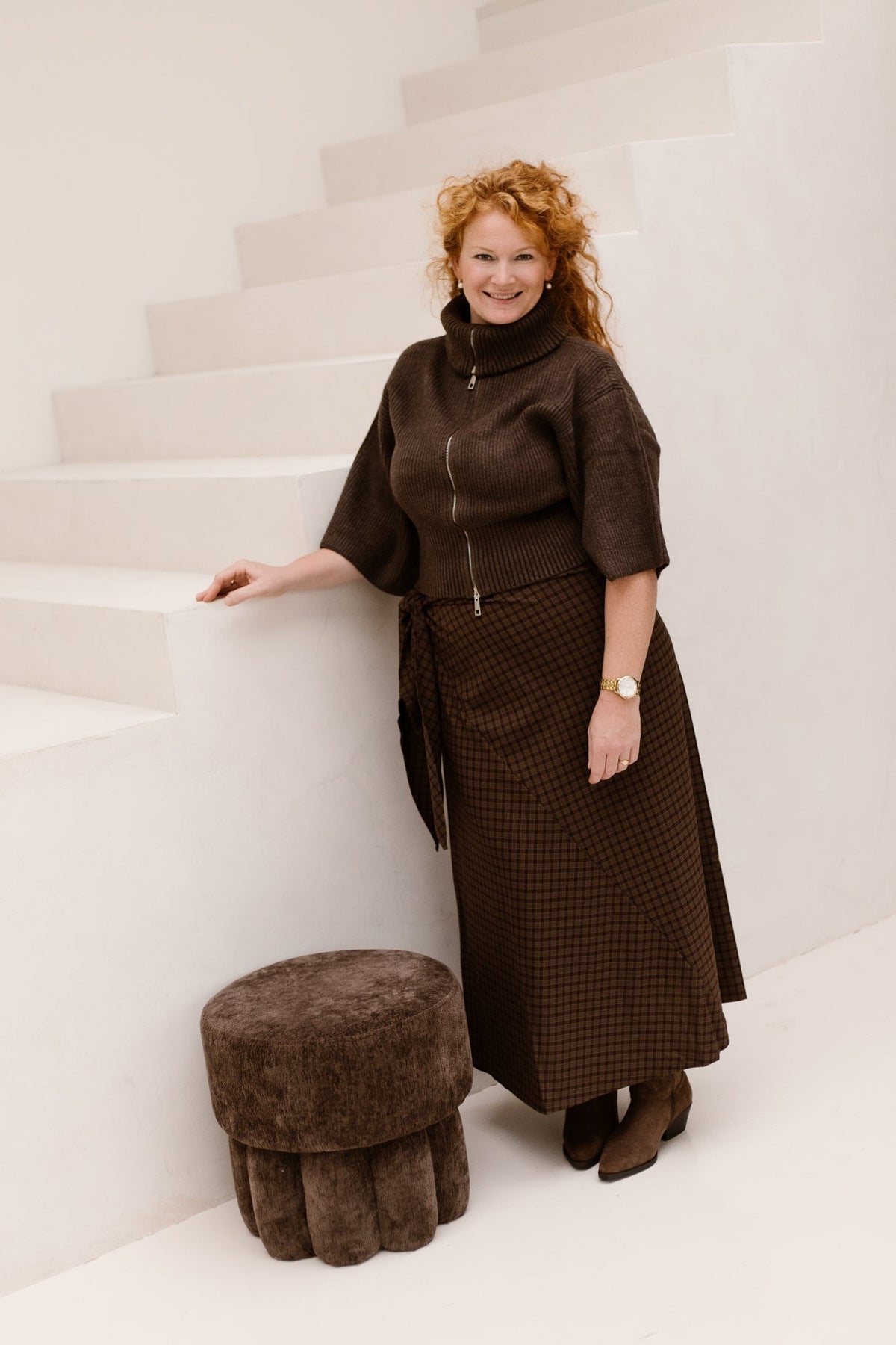 Mitty Skirt Devana Brown Check - Bij Keesje - Noella - Rok