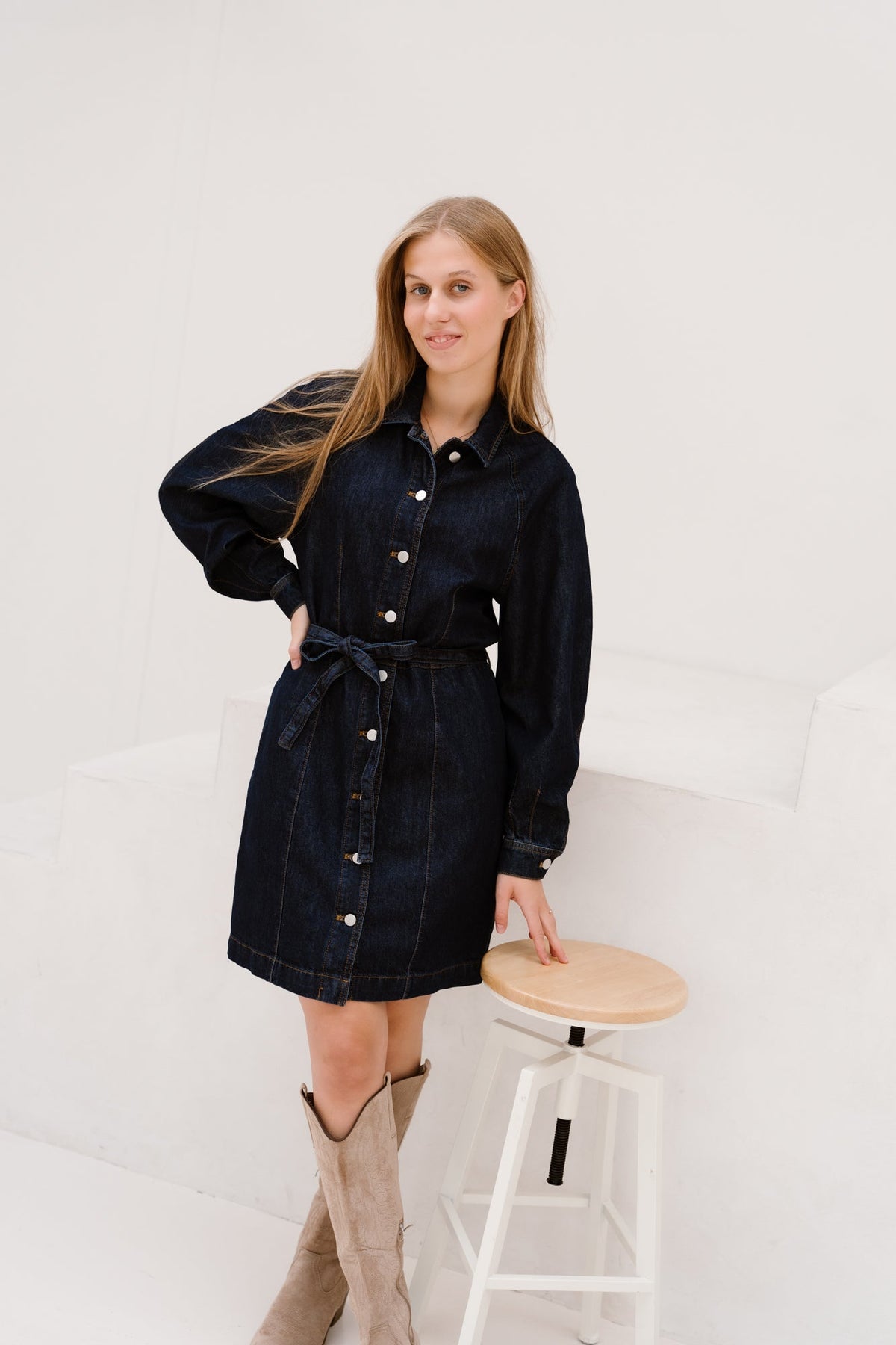 MSCHSana L/S Denim Shirt Dress Dark Blue Wash - Bij Keesje - MSCH Copenhagen - Jurk