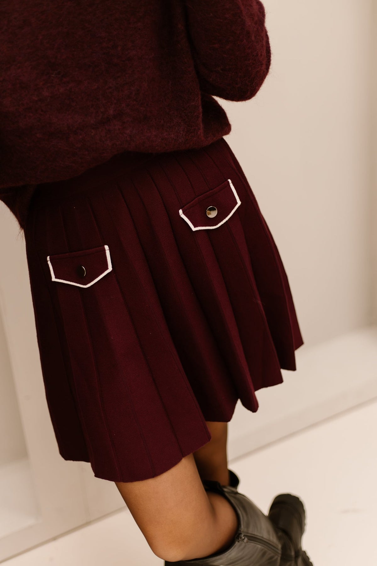 Nelina Pleat skirt bordeaux - Bij Keesje - Bij Keesje - Rok