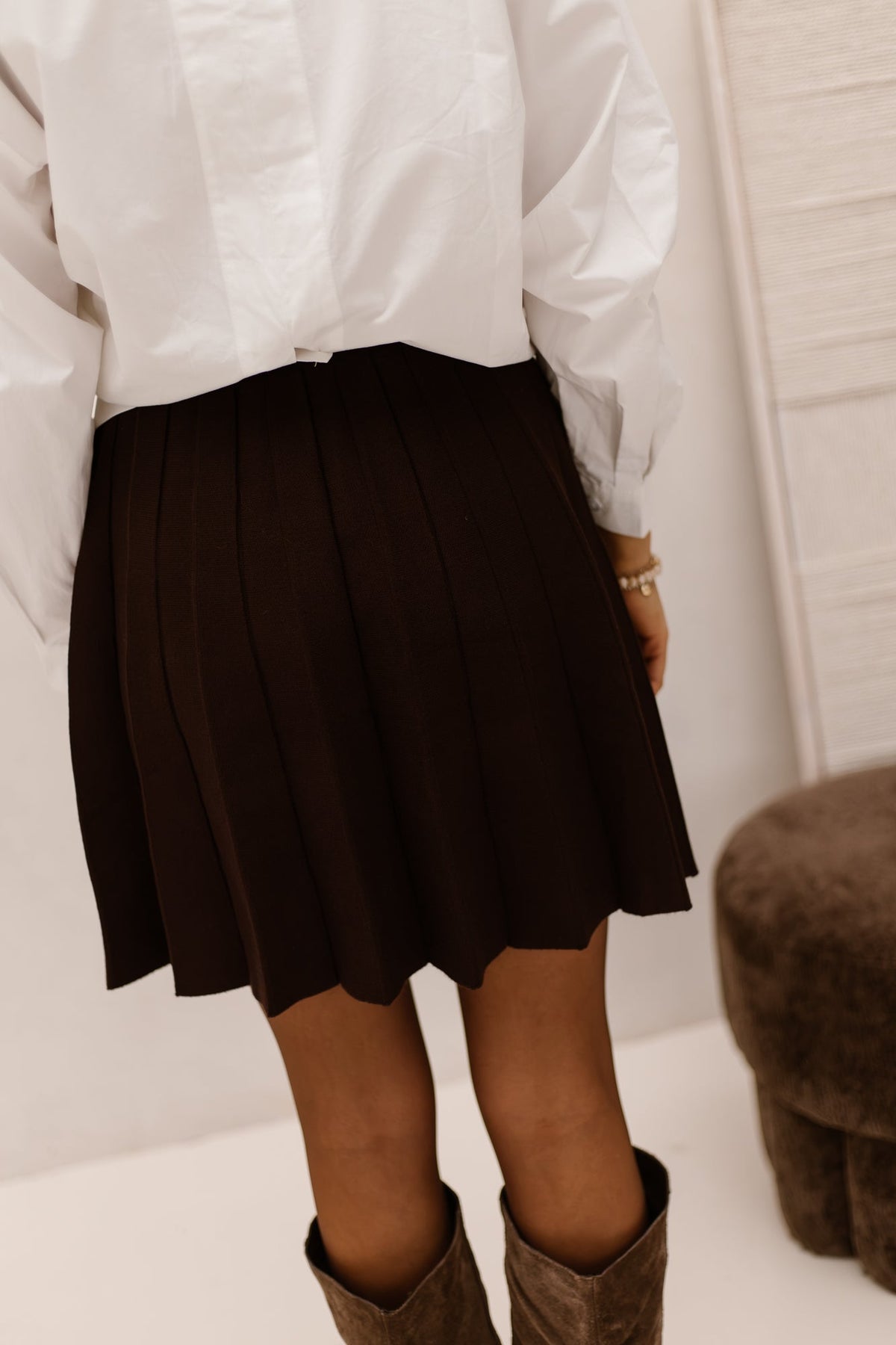 Nelina Pleat skirt brown - Bij Keesje - Bij Keesje - Rok