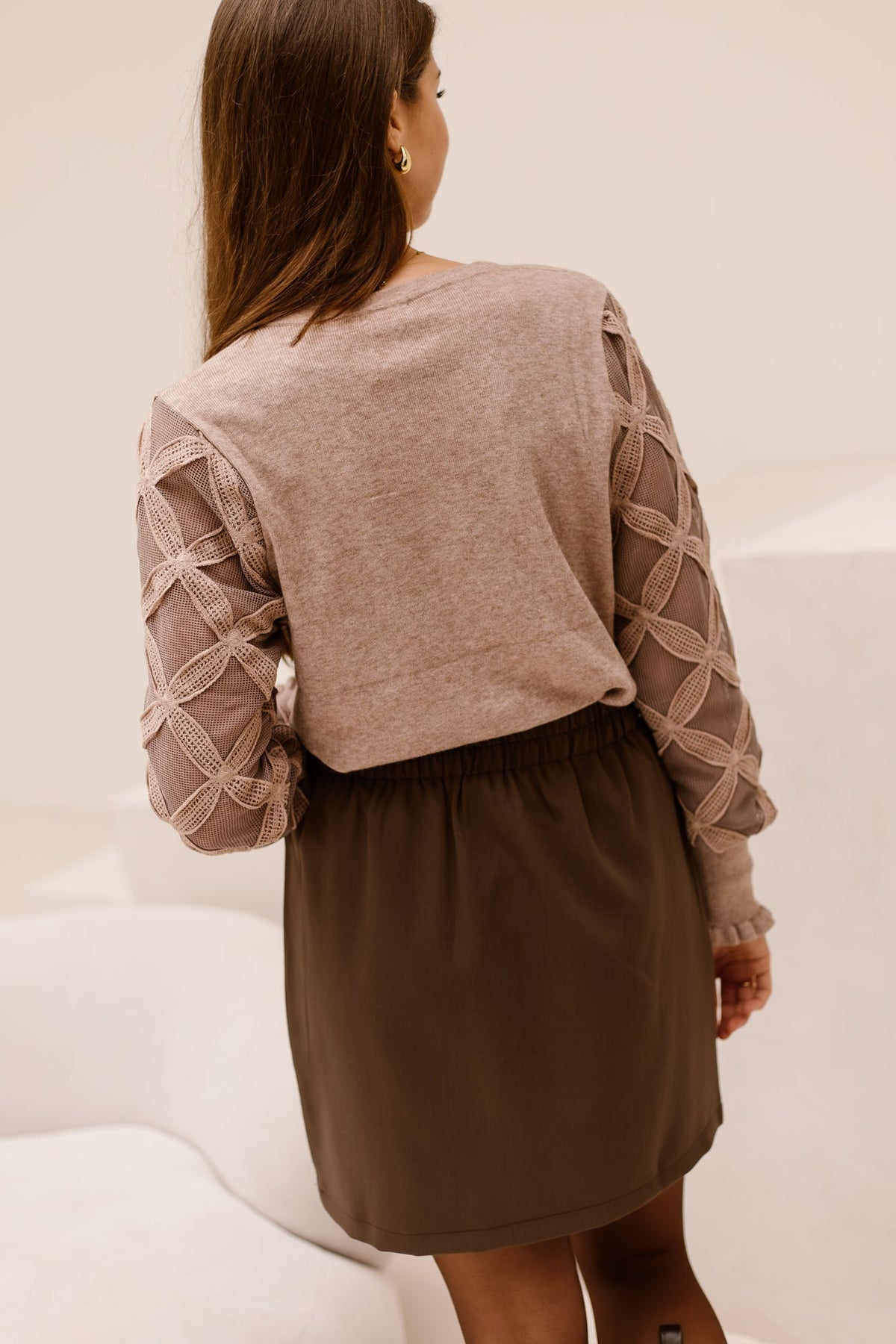 Noreen Detailed top taupe - Bij Keesje - Bij Keesje - Top