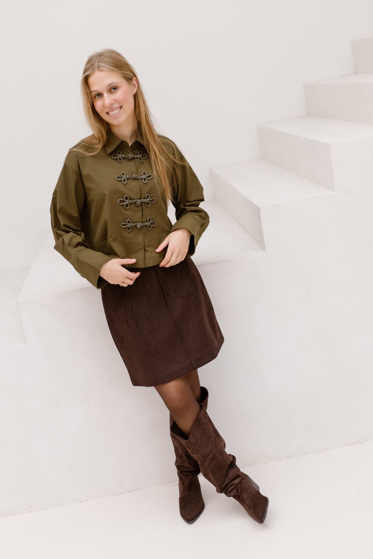 Objallie short skirt seal brown - Bij Keesje - Object - Rok