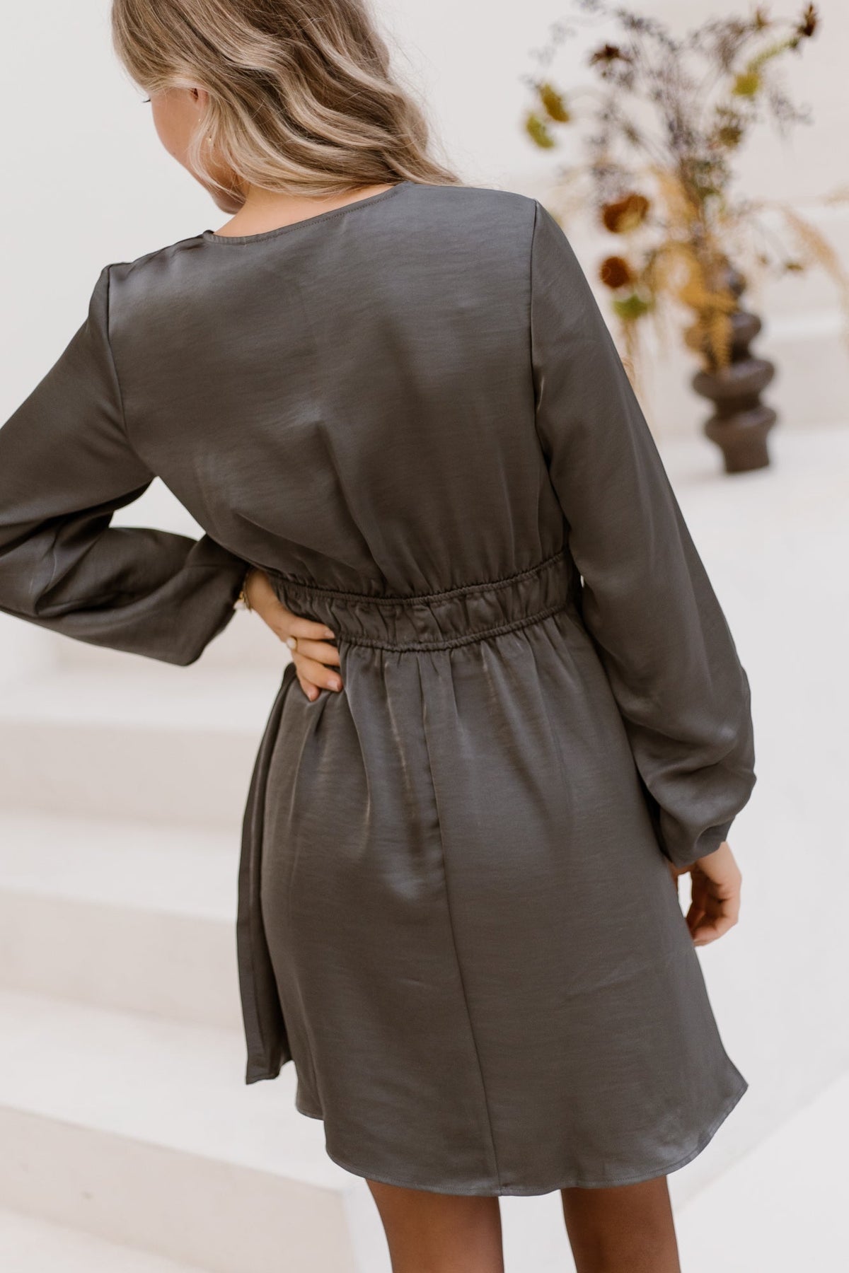 Objchilli short dress gunmetal - Bij Keesje - Object - Jurk