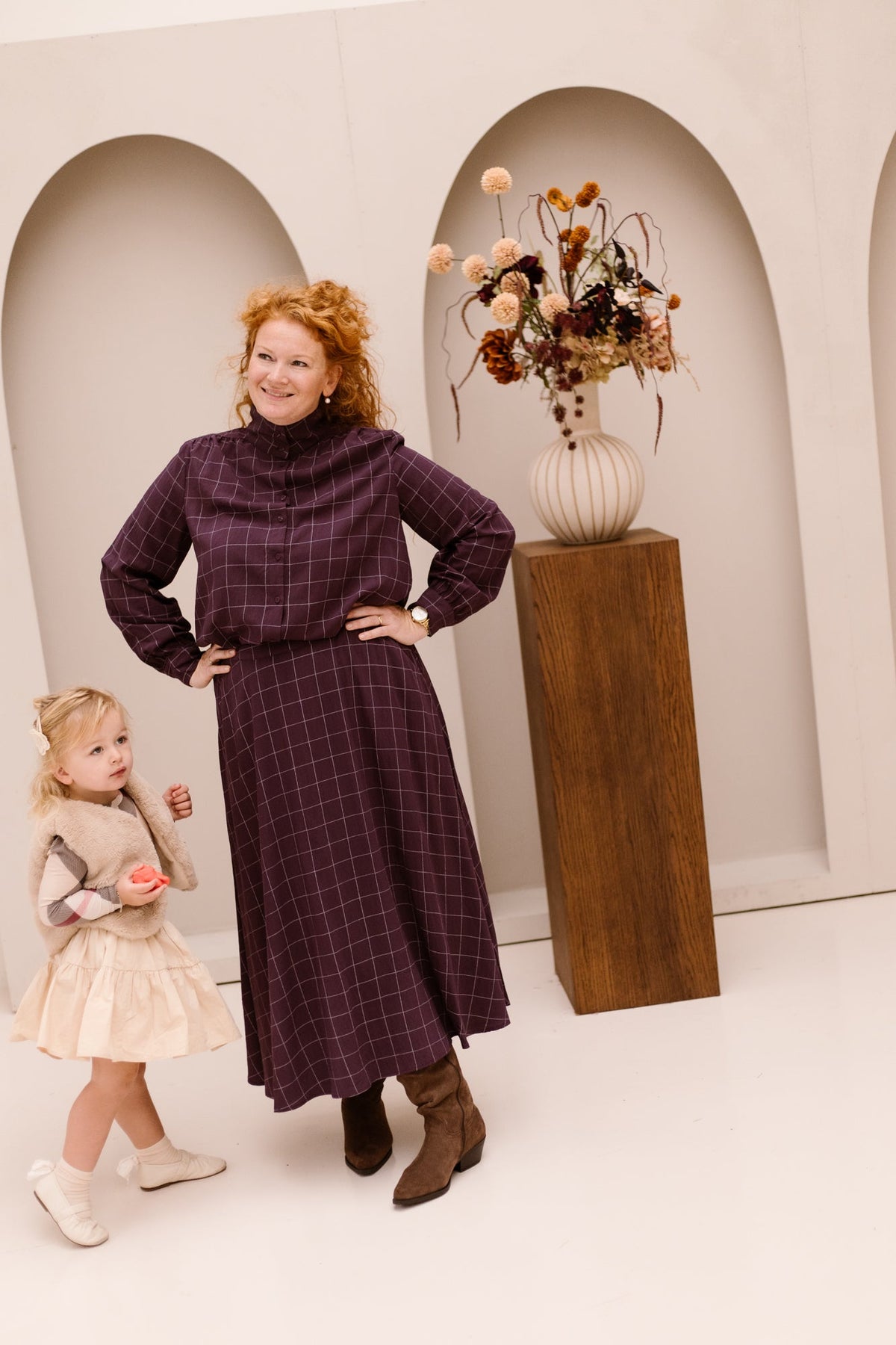 Objliva L/S Shirt Plum/Check - Bij Keesje - Object - Blouse