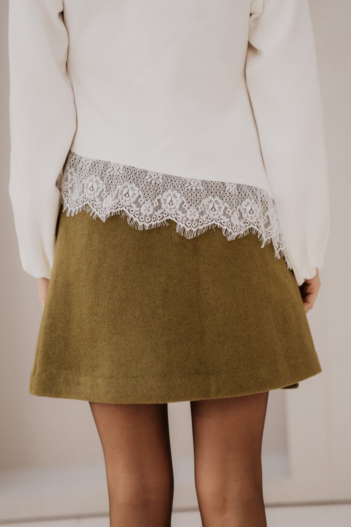 Objmandi mini SKirt Martini olive - Bij Keesje - Object - Rok