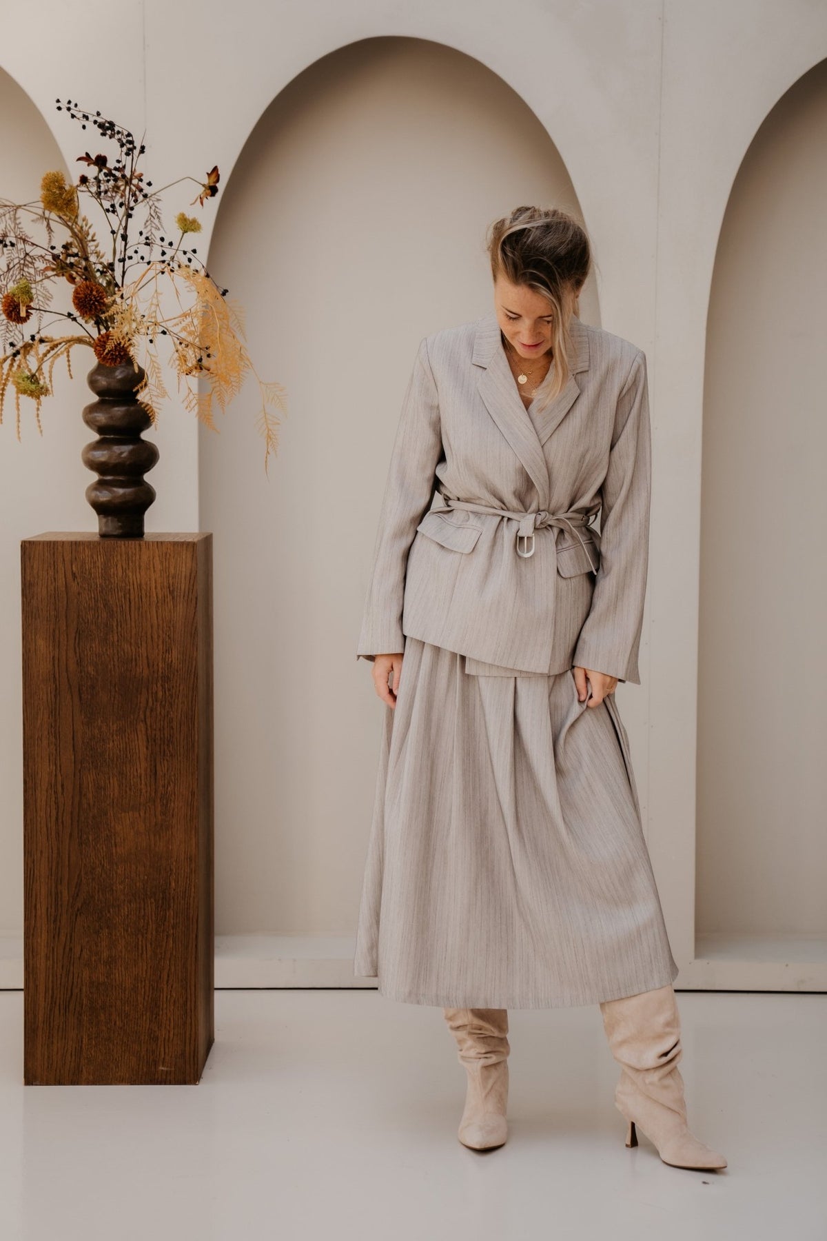Objnimra LS double row blazer grey - Bij Keesje - Bij Keesje - Blazer