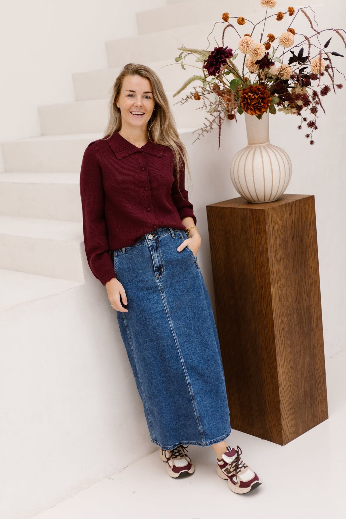 Objparya thess knit cardigan windsor wine - Bij Keesje - Object - Trui