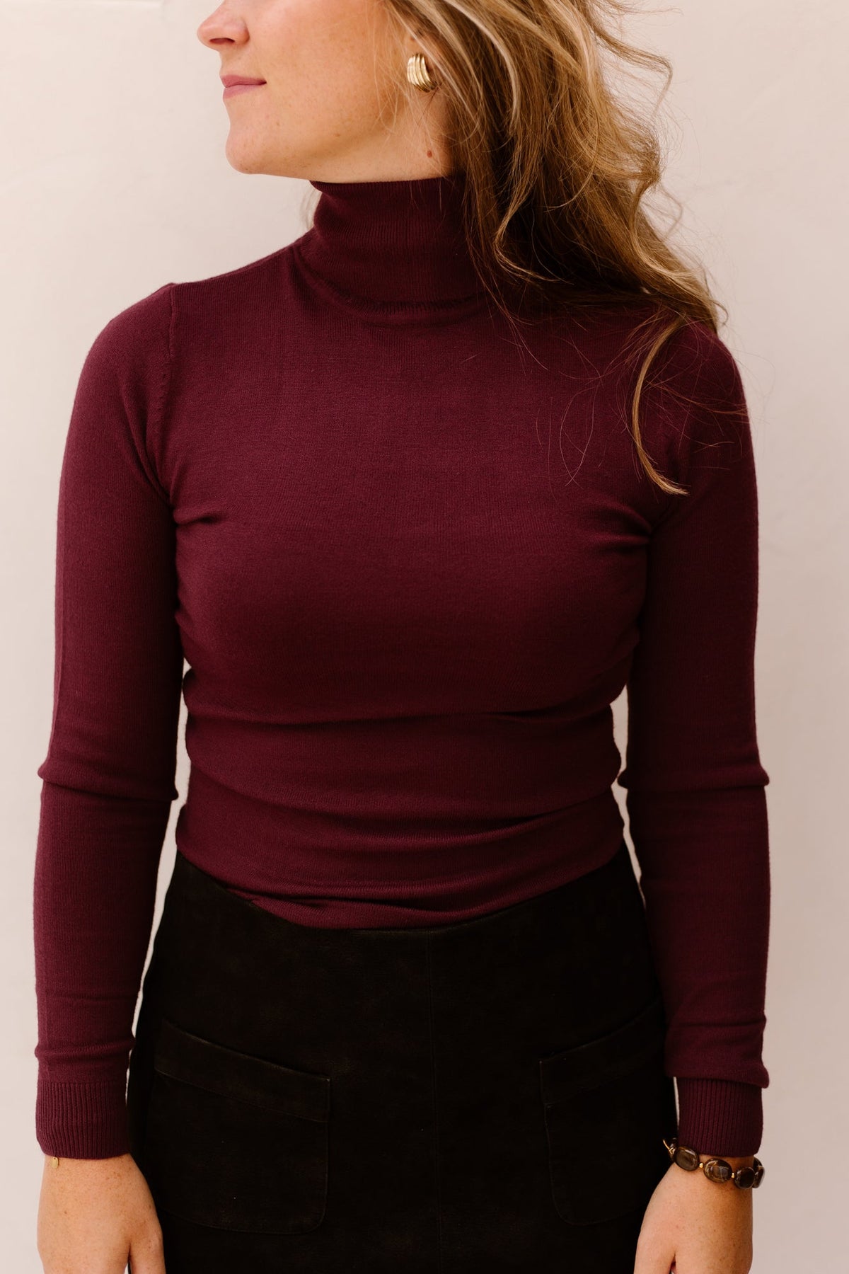 Objthess Rollneck Knit Pullover Wine/Melange - Bij Keesje - Object - top