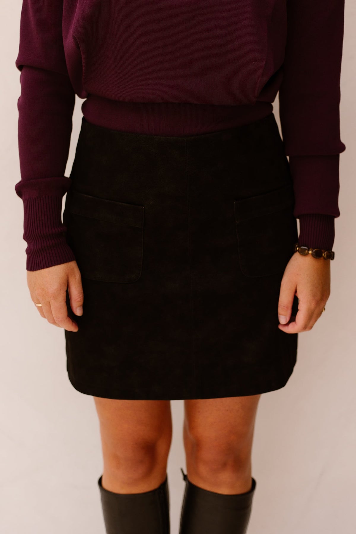 Pockets Skirt Structured Pu Black 11517 - Bij Keesje - Esqualo - Rokken