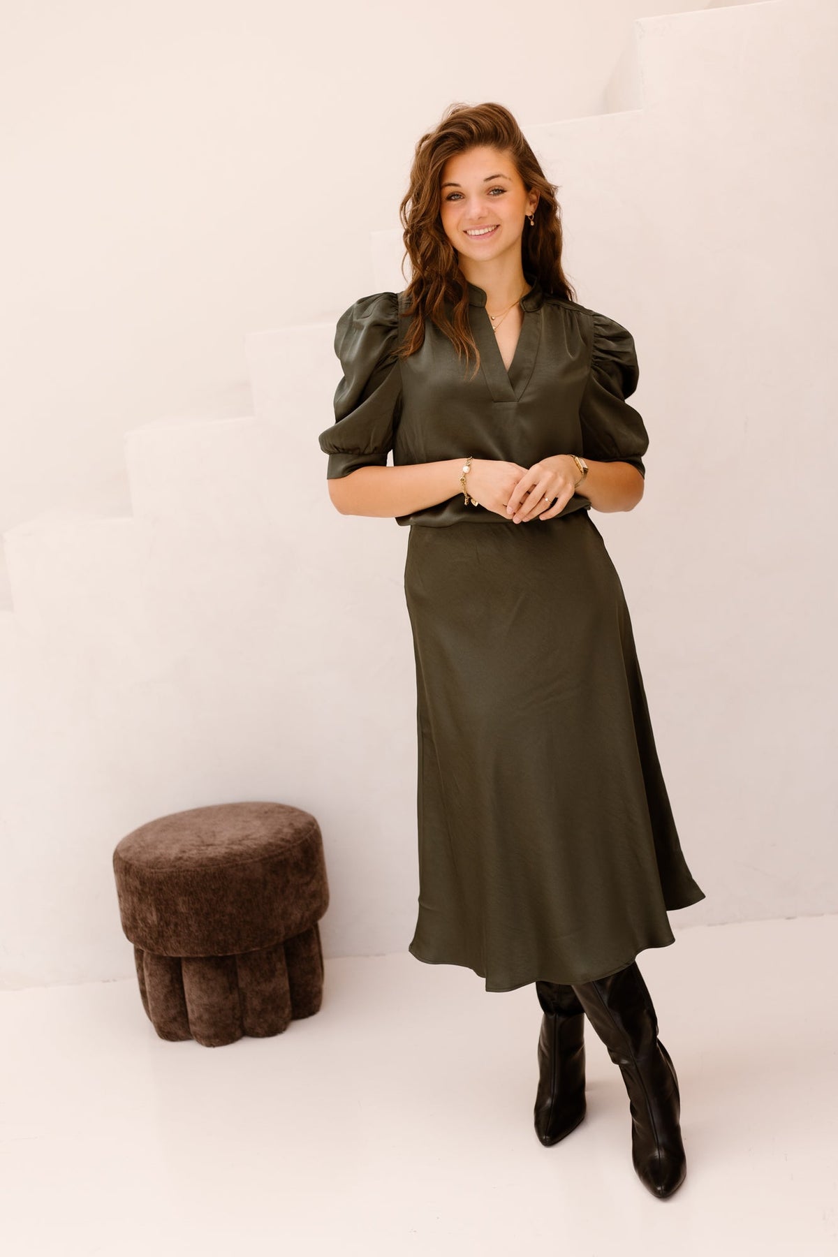 Roella Heavy Sateen Blouse Deep Green - Bij Keesje - Neo Noir - Blouse