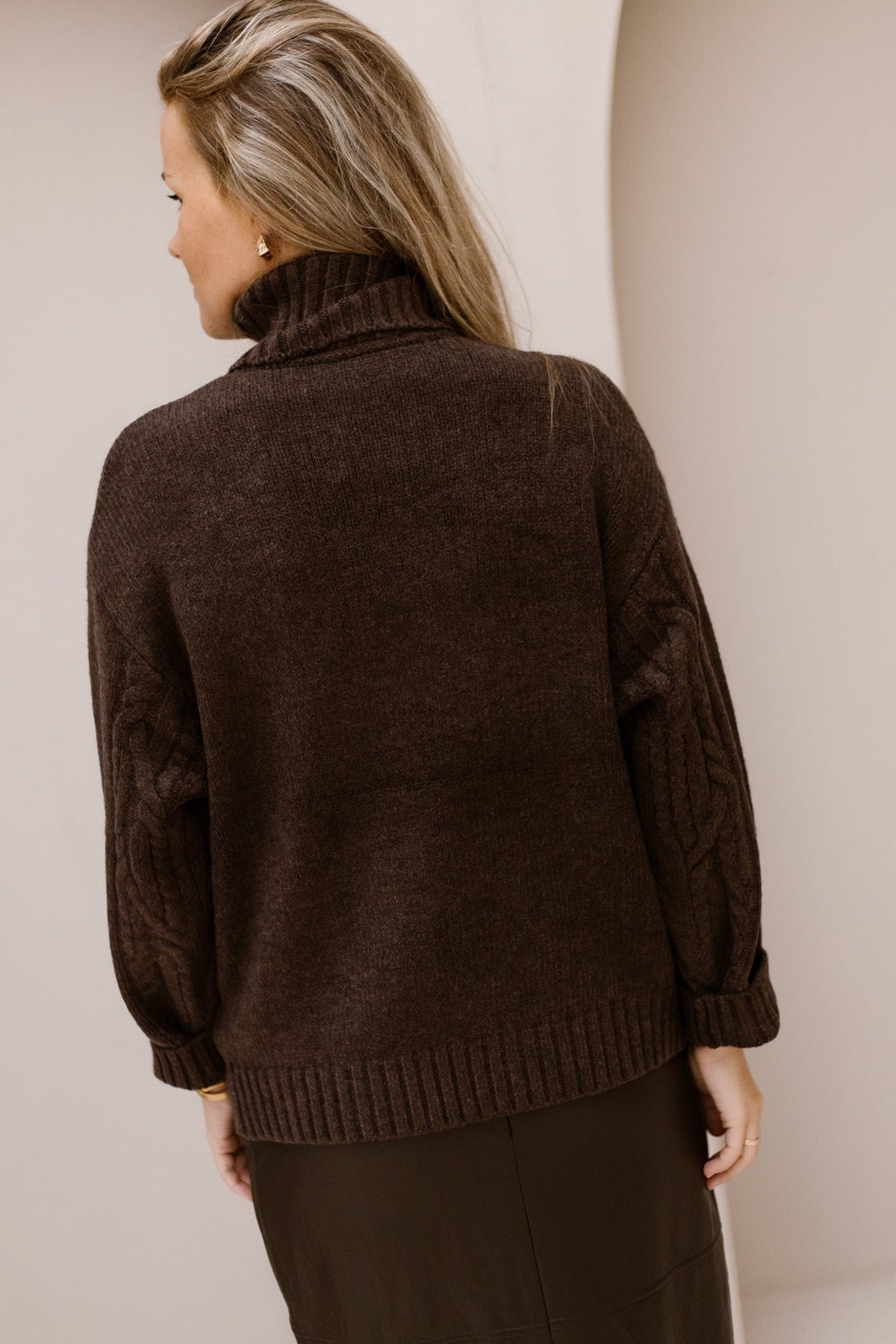 RowCC cable knit mocca - Bij Keesje - Co'couture - Trui