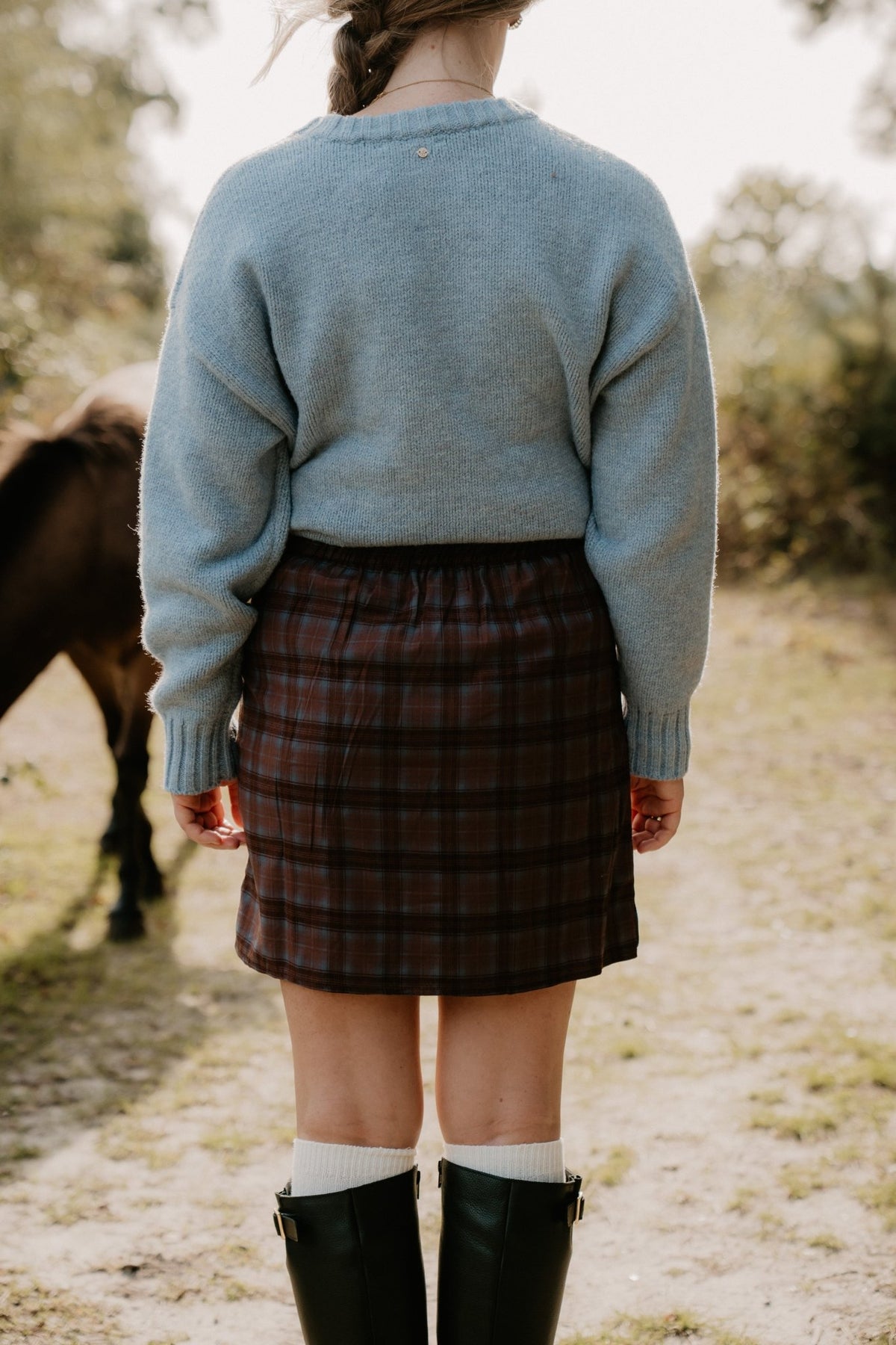 Ruit rokje blauw-bruin - Bij Keesje - Bij Keesje - Rok