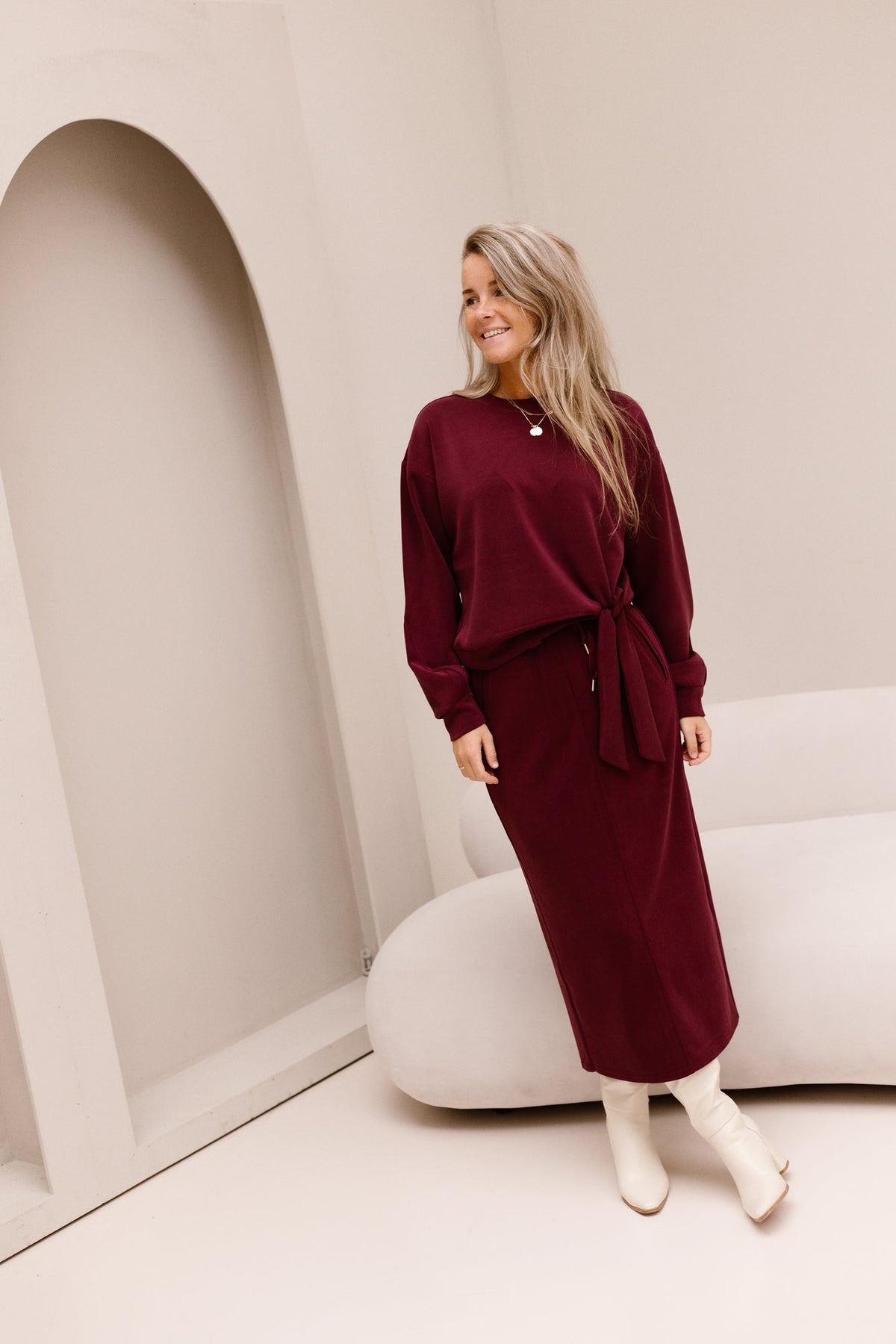 Skirt E-Monogram Modal Merlot 05511 - Bij Keesje - Esqualo - Rokken