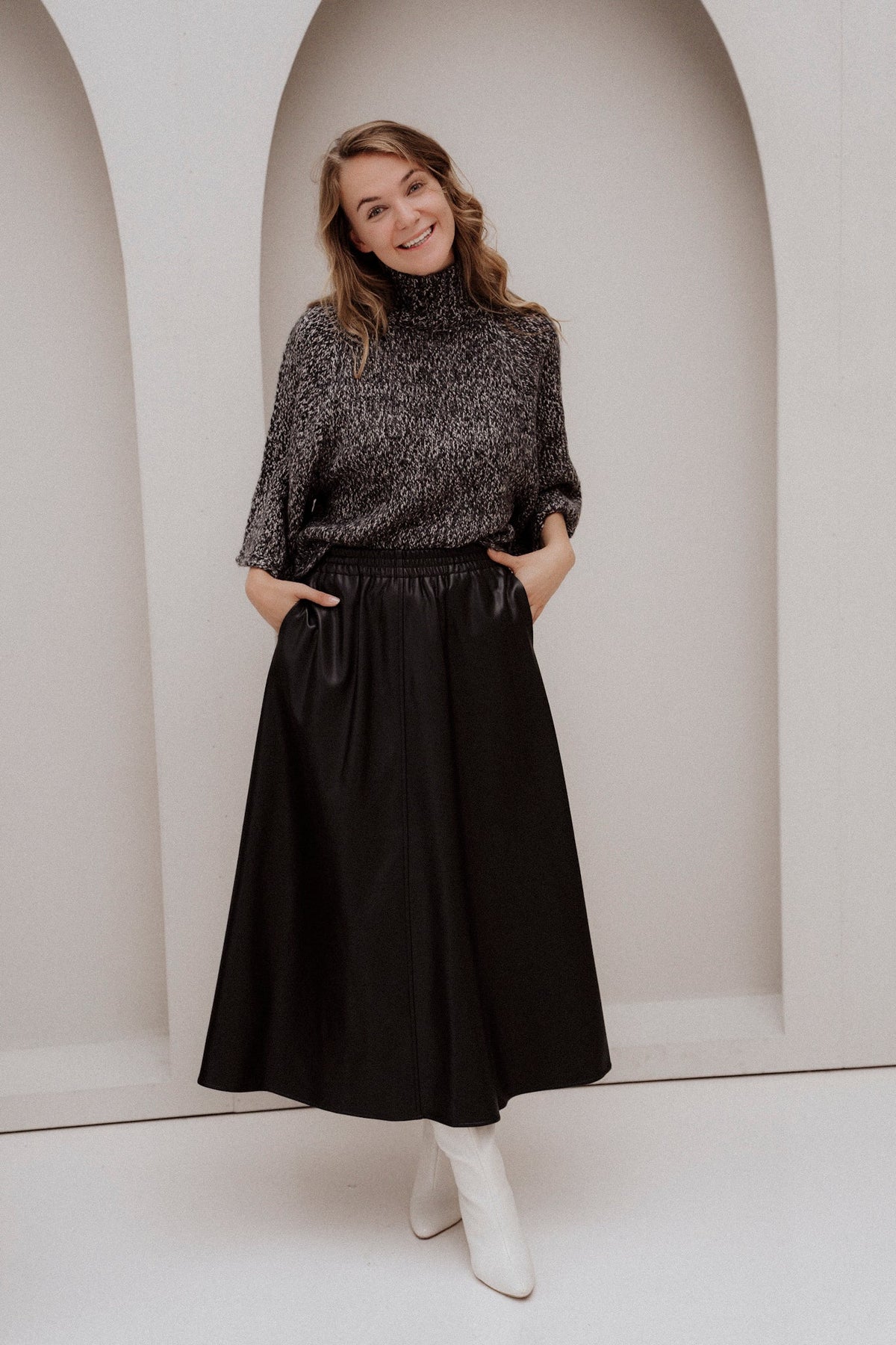 Skirt Wide PU Dark Grey - Bij Keesje - Esqualo - Rok
