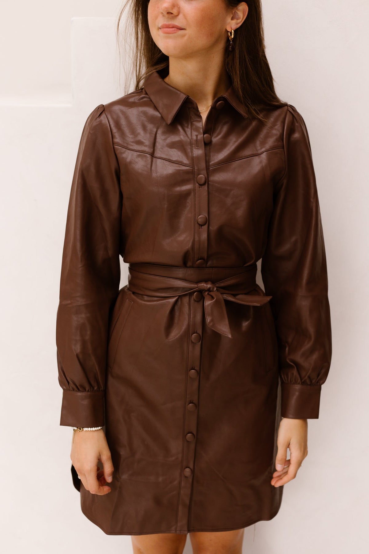 SL Dress leather brown - 26567 - Bij Keesje - Smashed Lemon - jurk