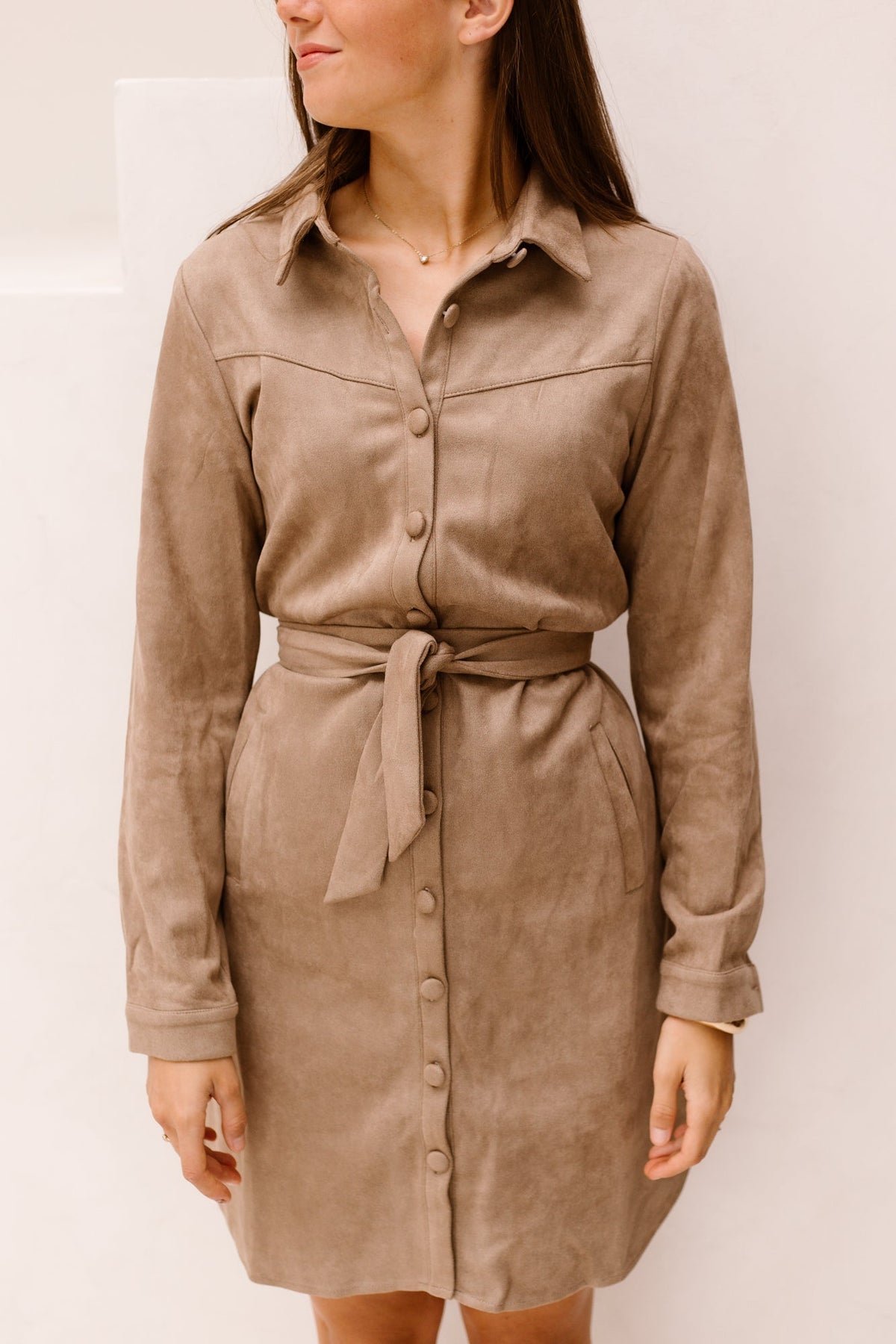 SL Dress suede taupe - 26568 - Bij Keesje - Smashed Lemon - jurk