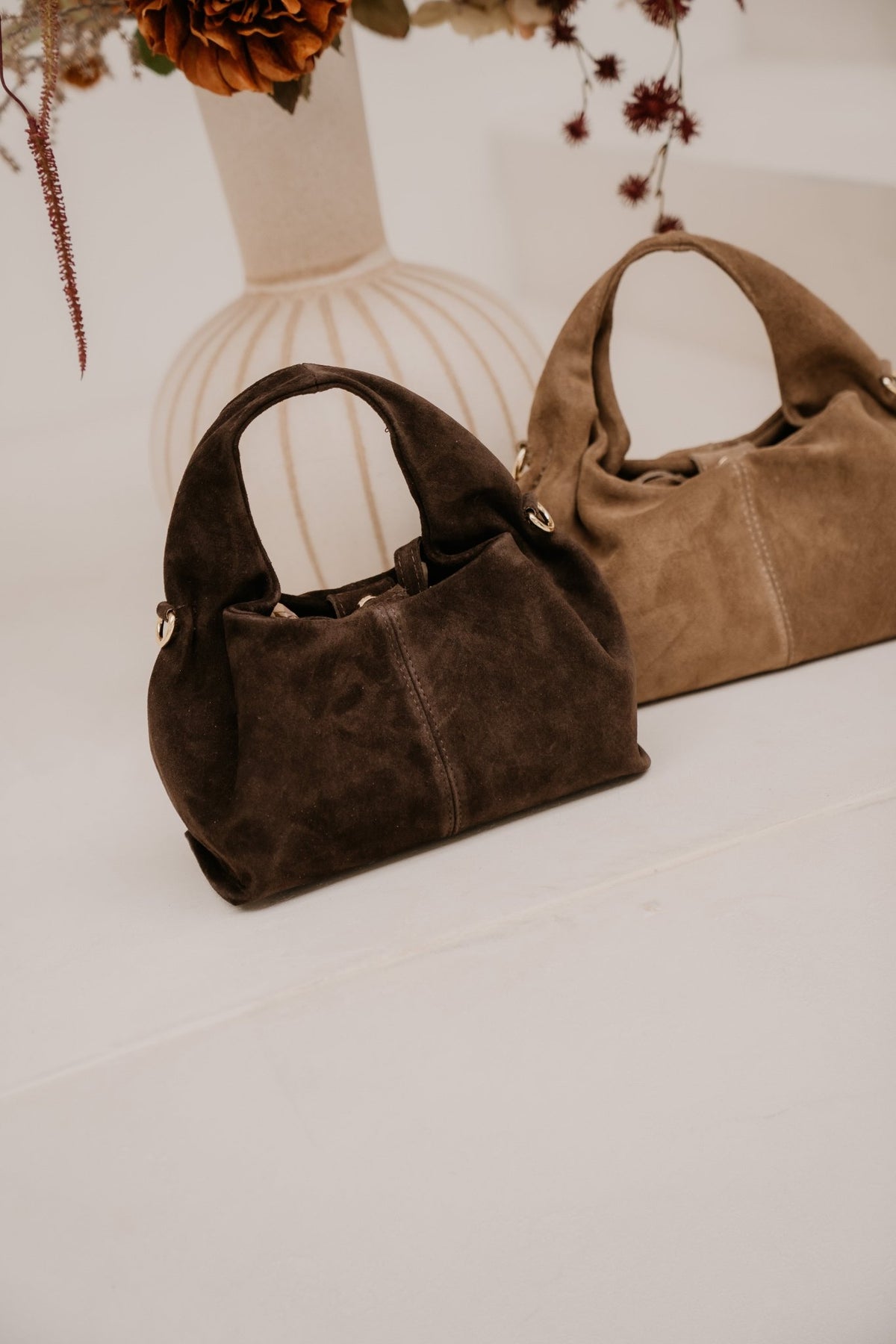 Tas Polly suede donkerbruin - Bij Keesje - Bij Keesje - Tas