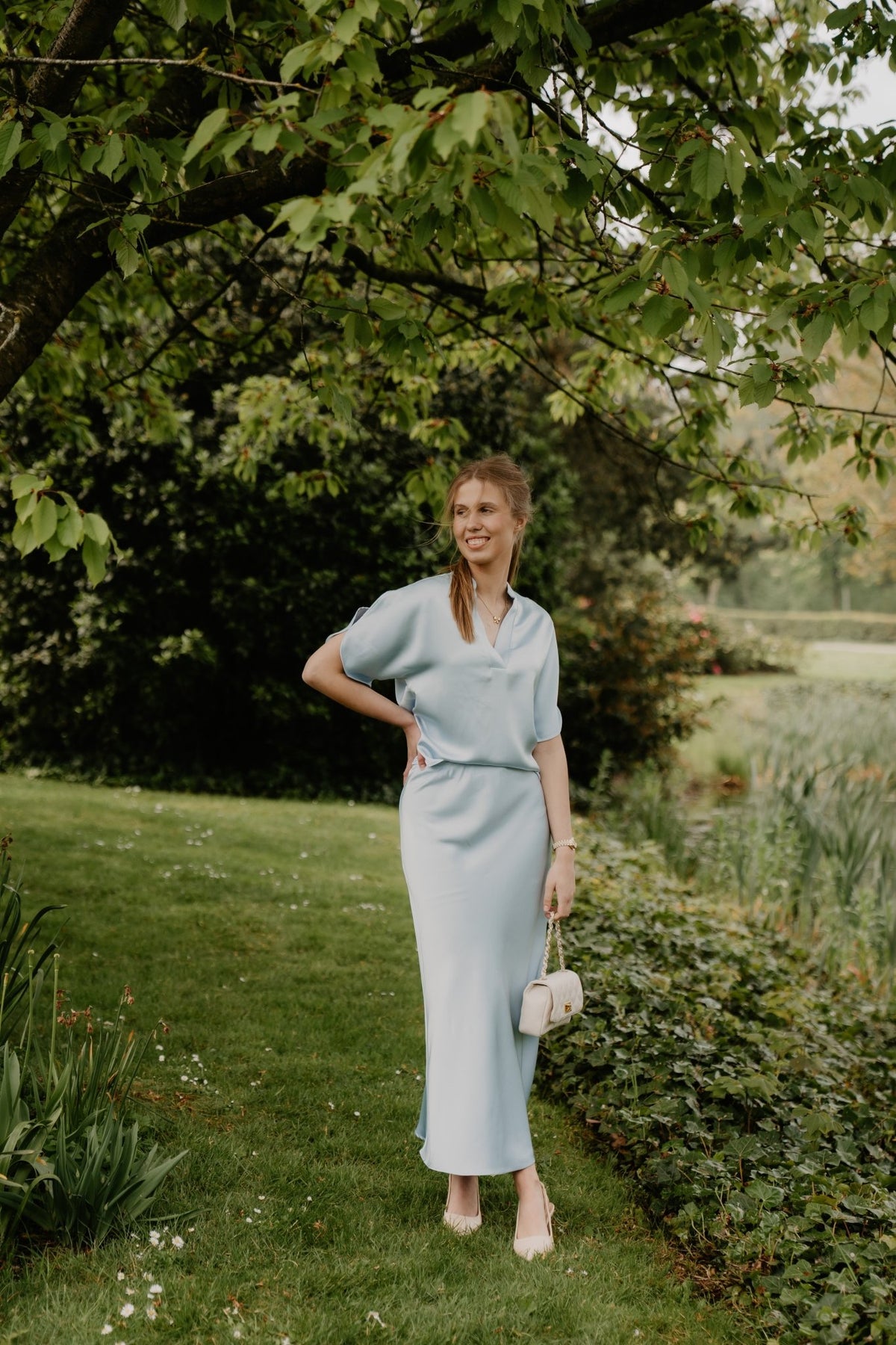 Vicky heavy sateen light blue - Bij Keesje - Neo Noir - rok