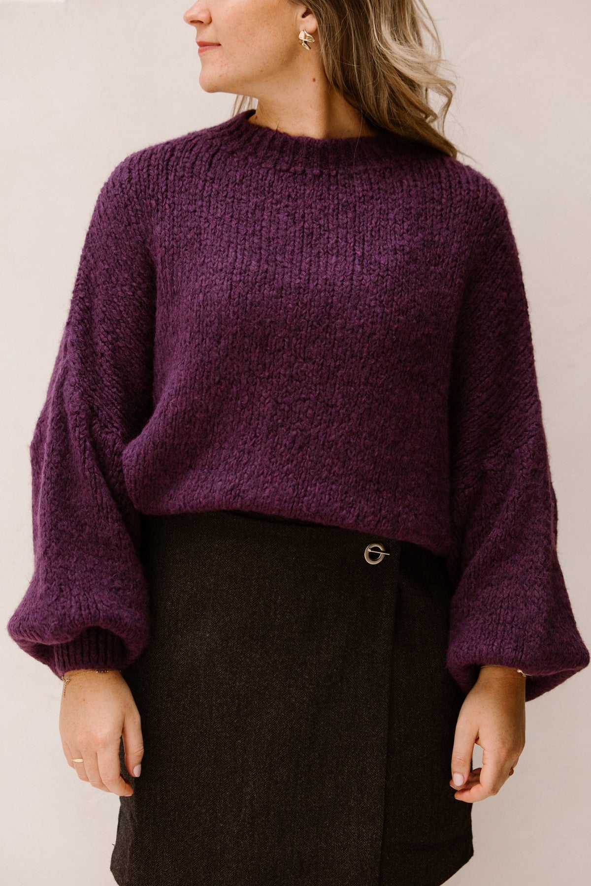 Wendy sweater aubergine - Bij Keesje - Bij Keesje