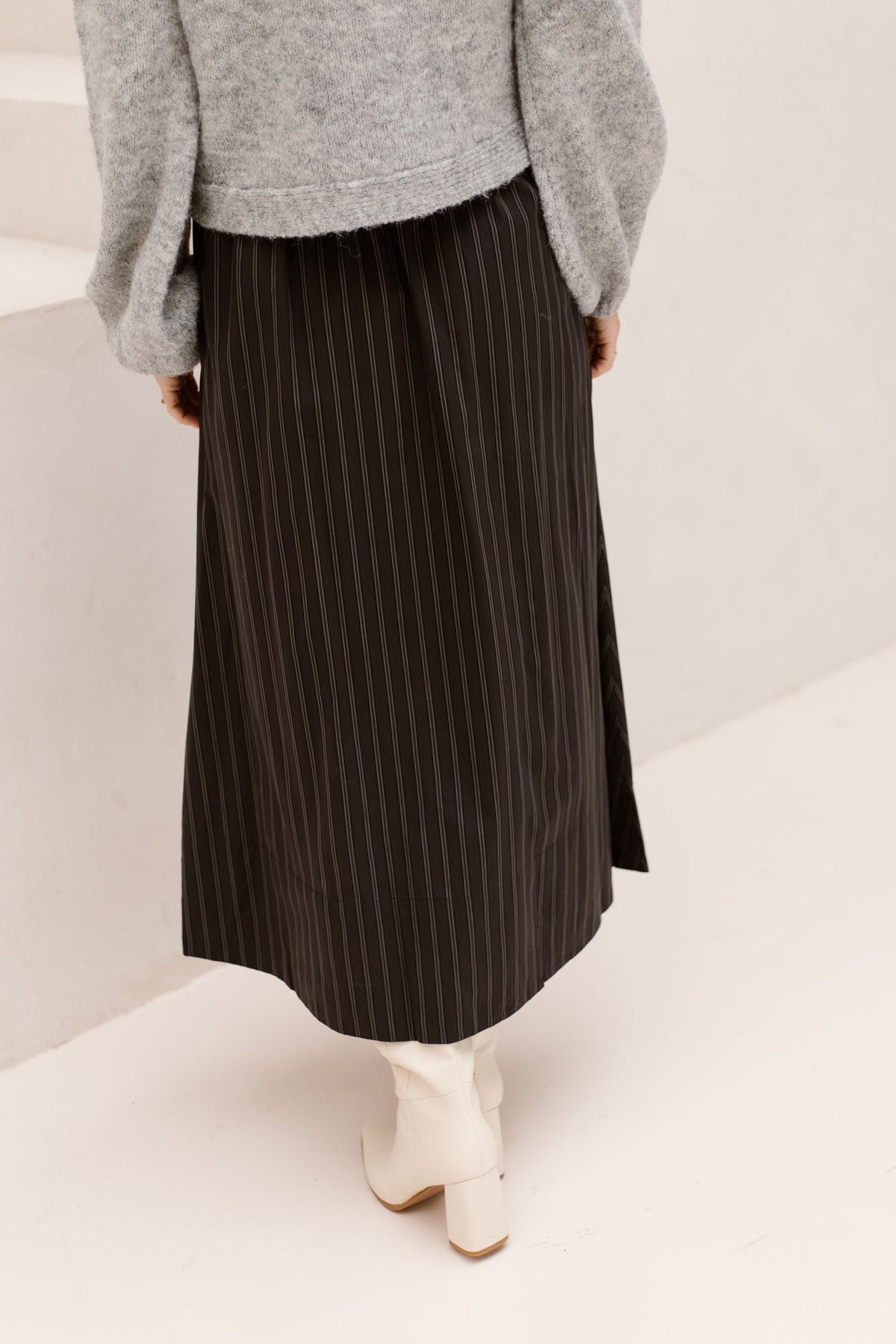 Yara long Stripy skirt navy - Bij Keesje - Neo Noir - Rok