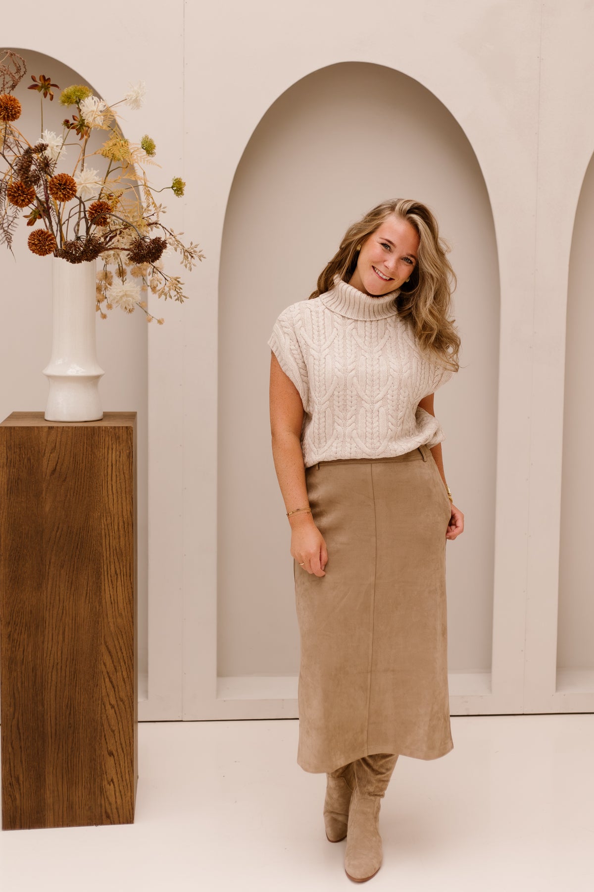 RowCC Oversize Zopfmusterweste Creme