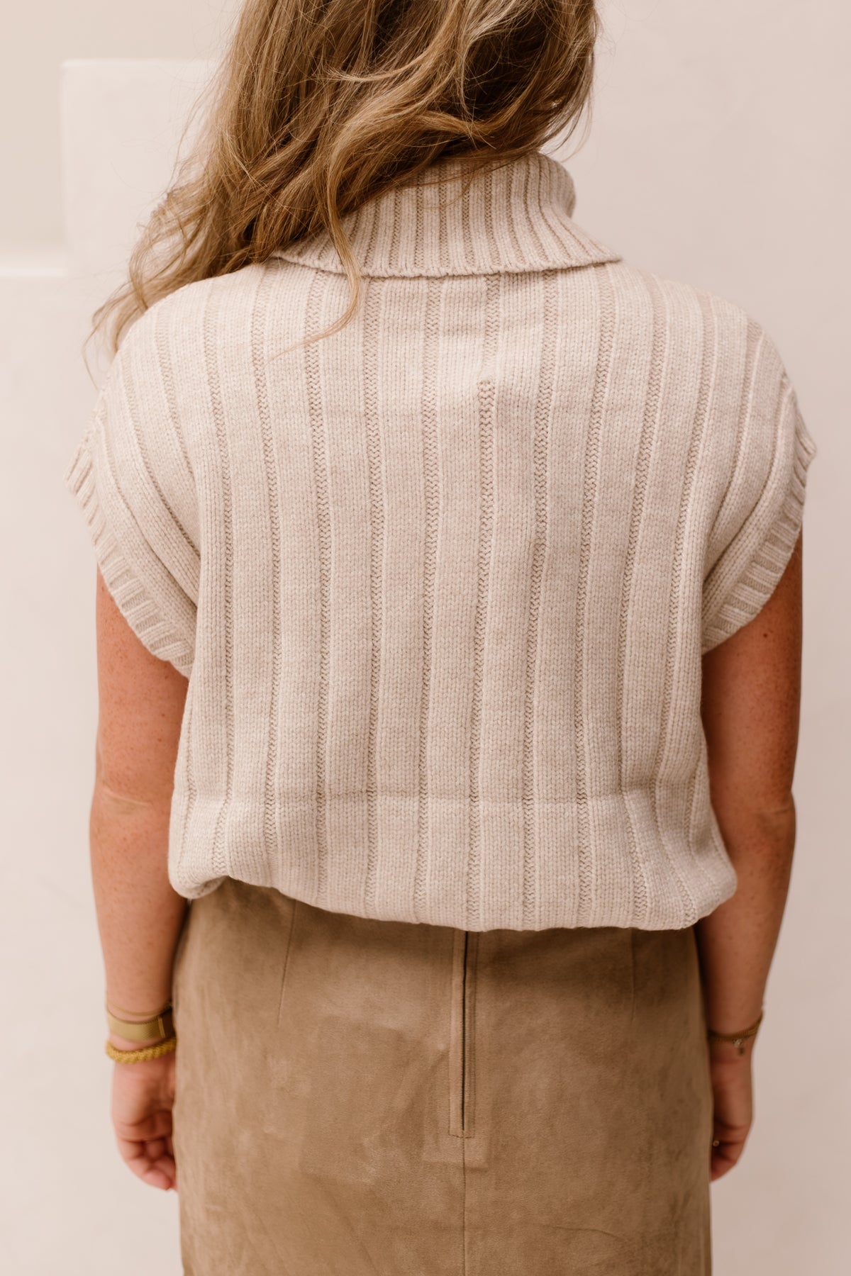 RowCC Oversize Zopfmusterweste Creme