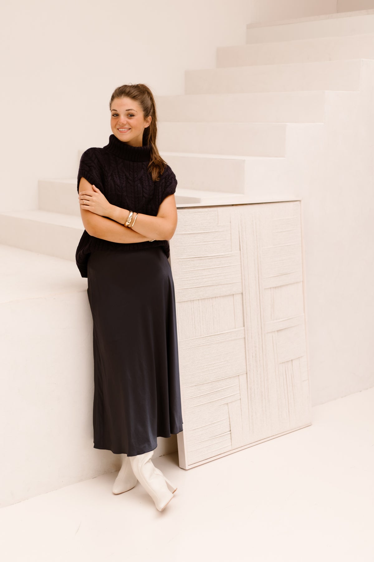 RowCC Oversize Zopfstrickweste Marine
