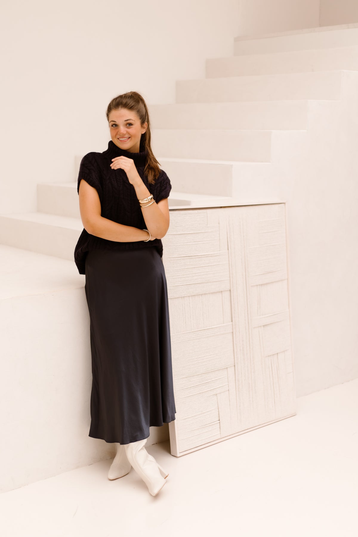 RowCC Oversize Zopfstrickweste Marine