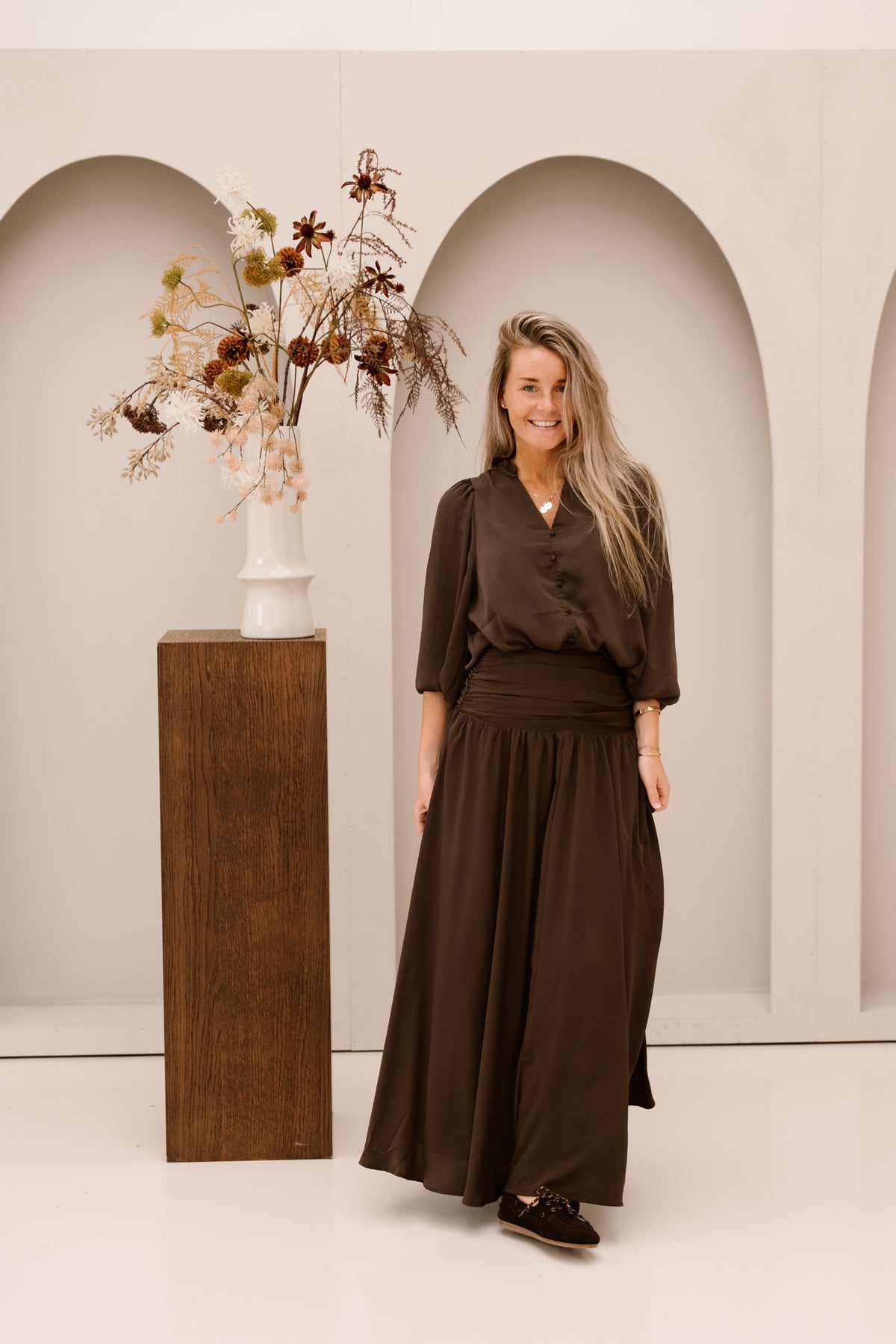 Vivette Woven Blouse Dark Brown