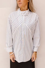 SomoCC Stripe Funnel Neck Shirt Weiß