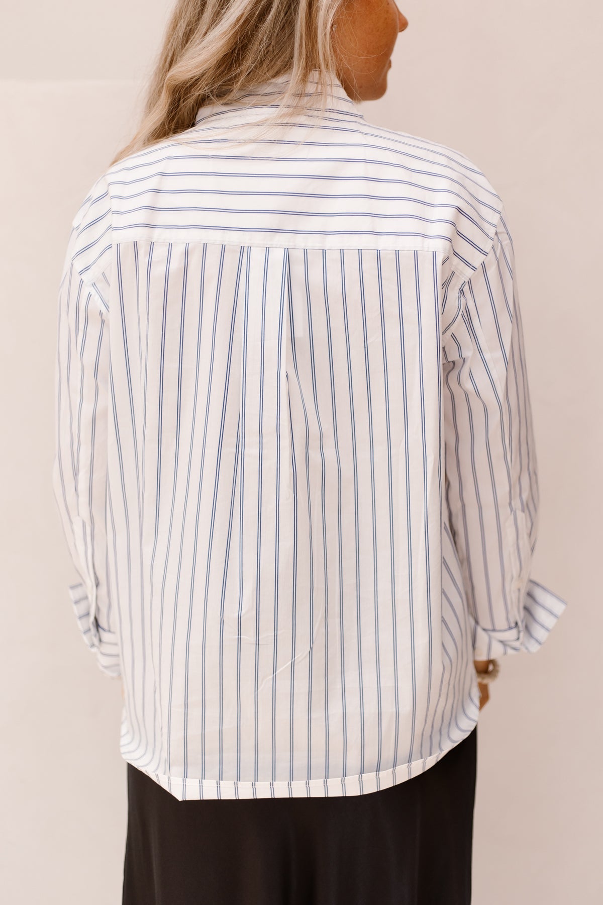 SomoCC Stripe Funnel Neck Shirt Weiß