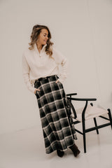 Aaltje long check skirt black