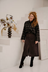 Objsuffi midi denim skirt Seal brown