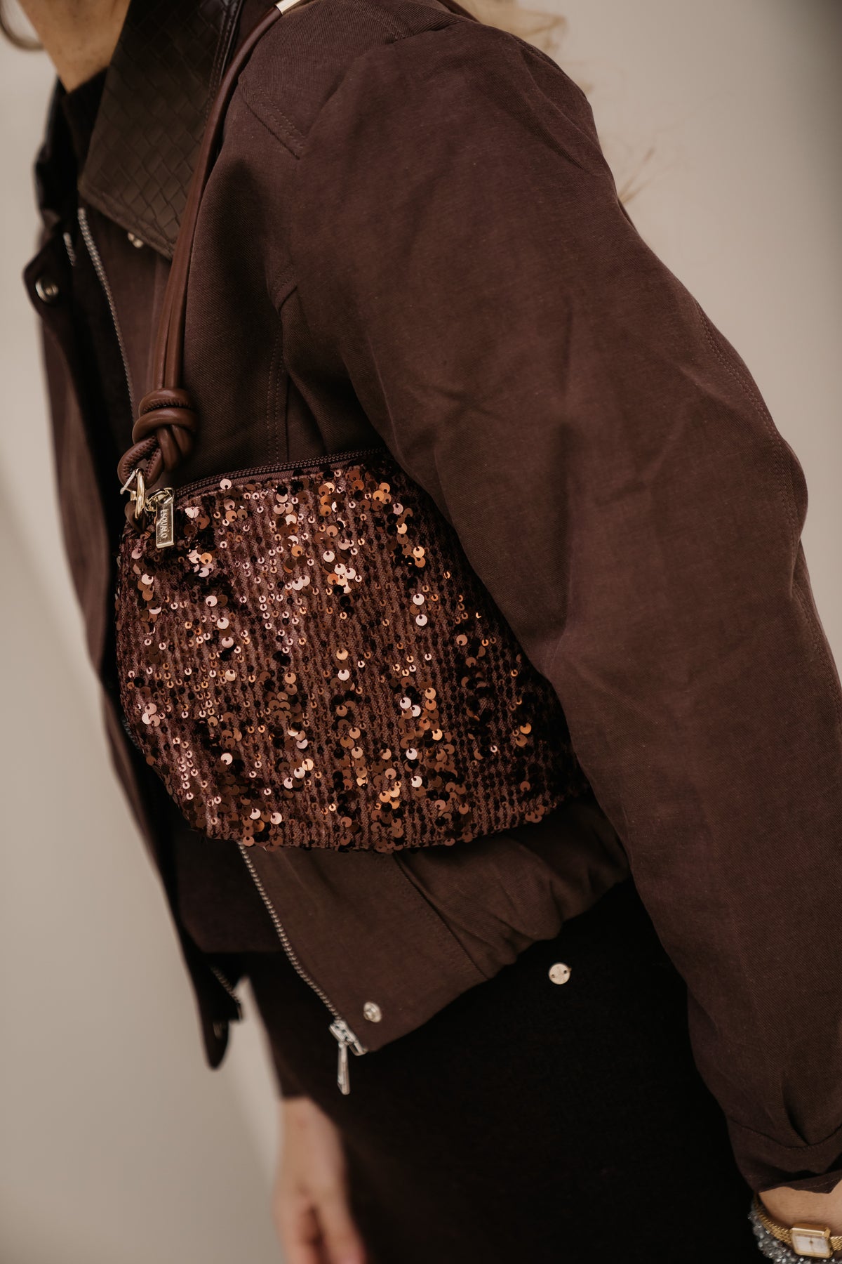 Esqualo bag sequins bruin