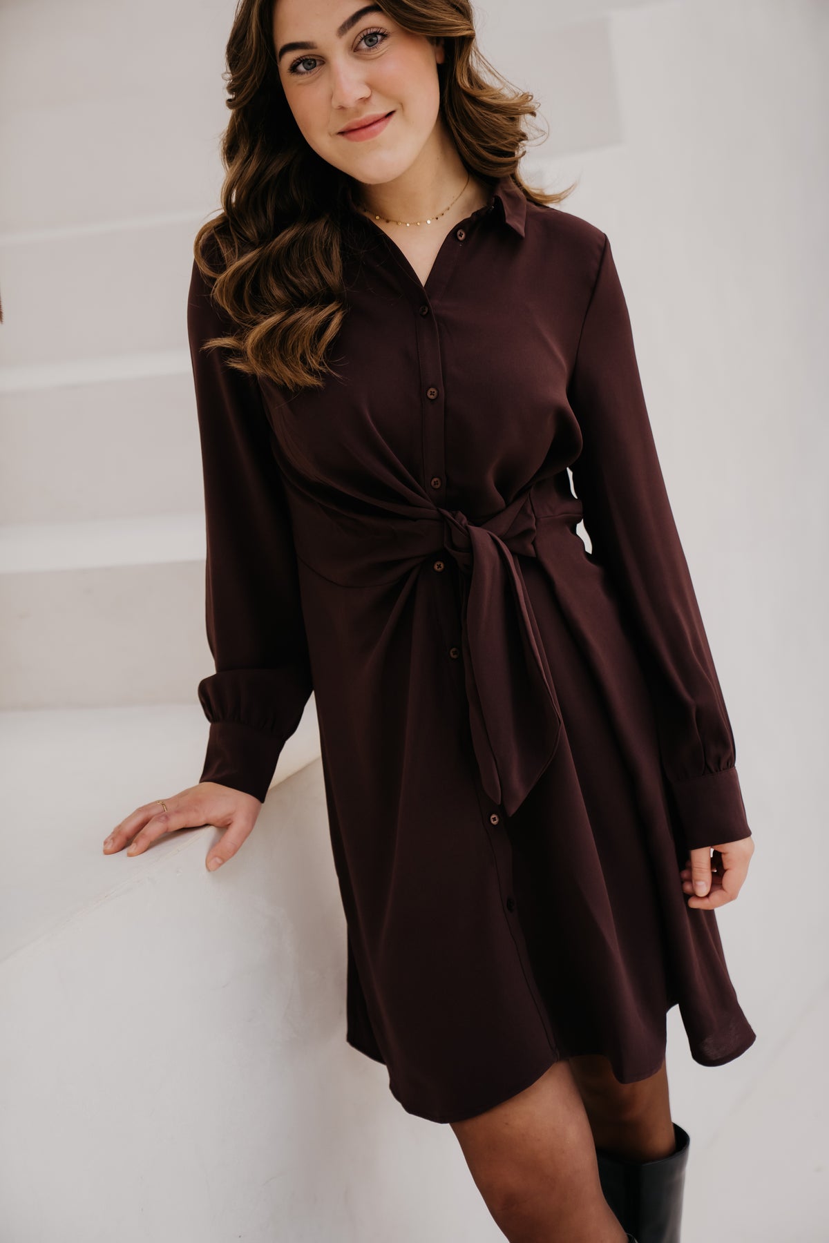 Objbarin short dress chocolate Plum